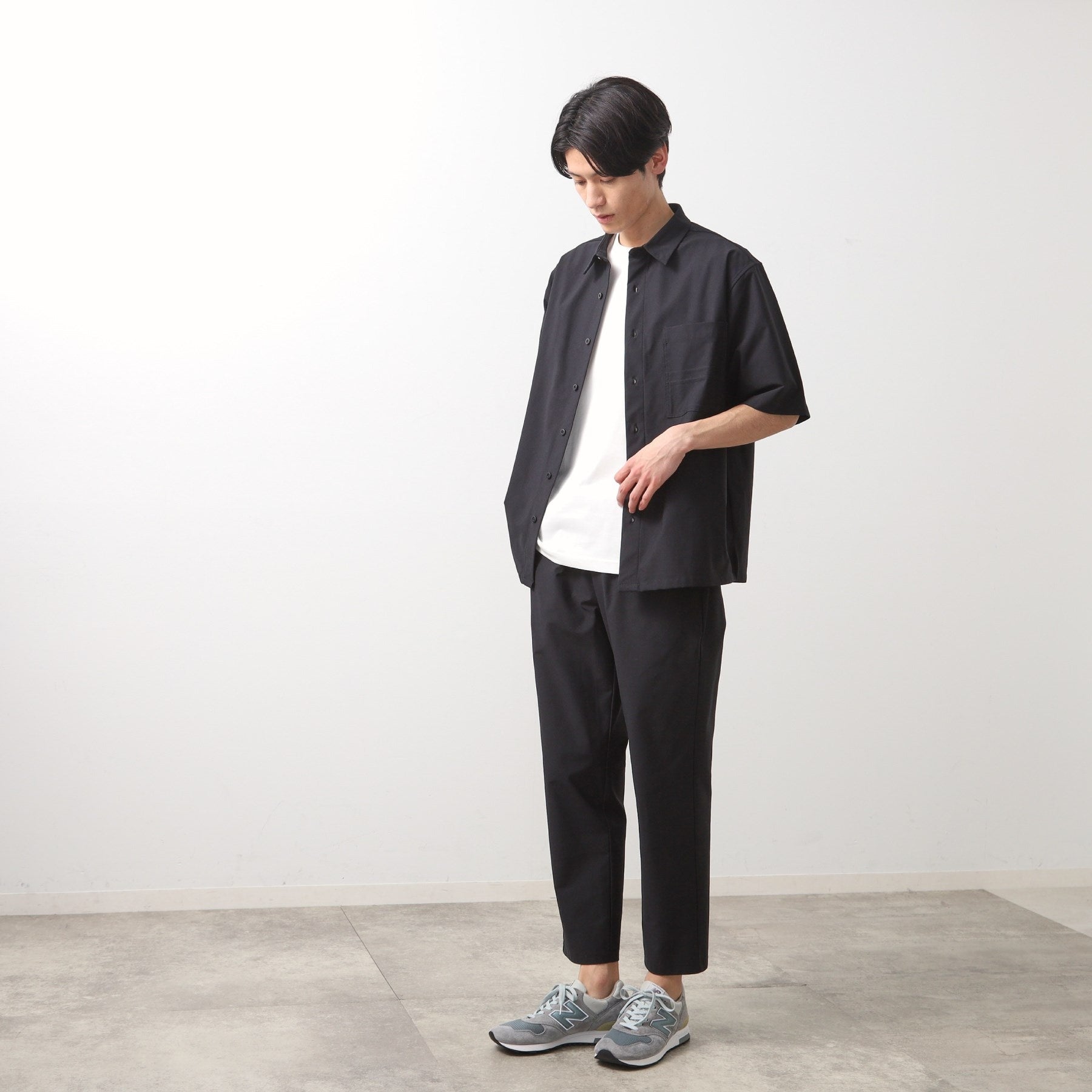 ザ ショップ ティーケー(メンズ) THE SHOP TK(Men) パーフェクテックツイル5分袖シャツ【セットアップ可】 （ブラック(019)） ブラック(019)