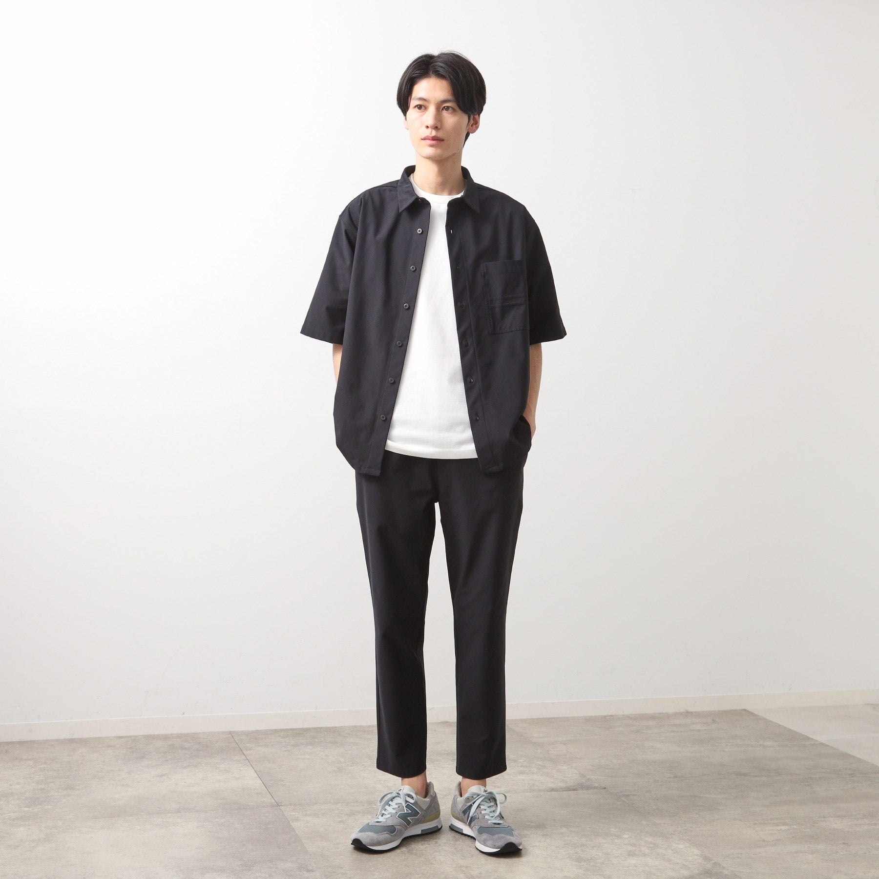 ザ ショップ ティーケー(メンズ) THE SHOP TK(Men) パーフェクテックツイル5分袖シャツ【セットアップ可】 （ブラック(019)） ブラック(019)