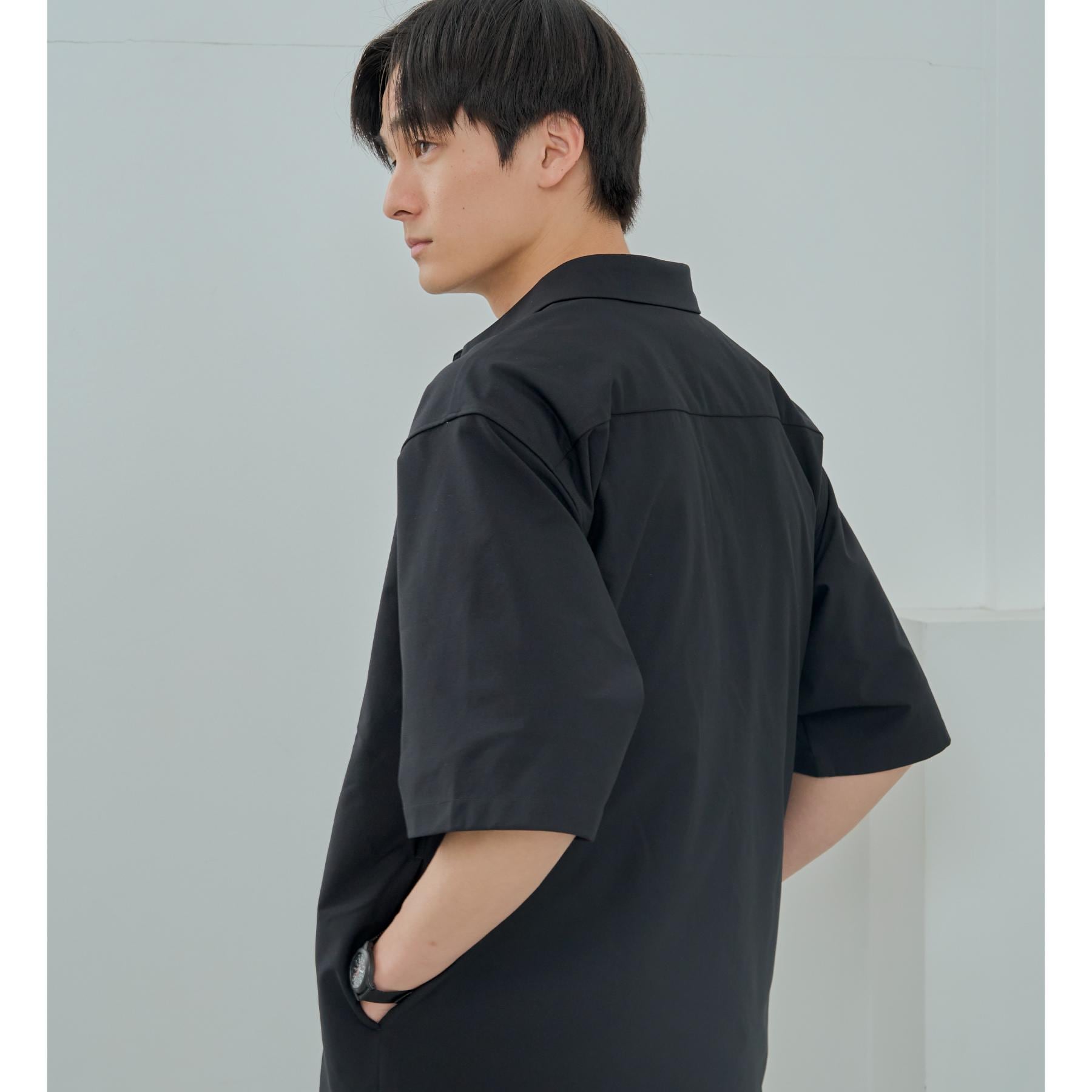 ザ ショップ ティーケー(メンズ) THE SHOP TK(Men) パーフェクテックツイル5分袖シャツ【セットアップ可】 （ブラック(019)） ブラック(019)