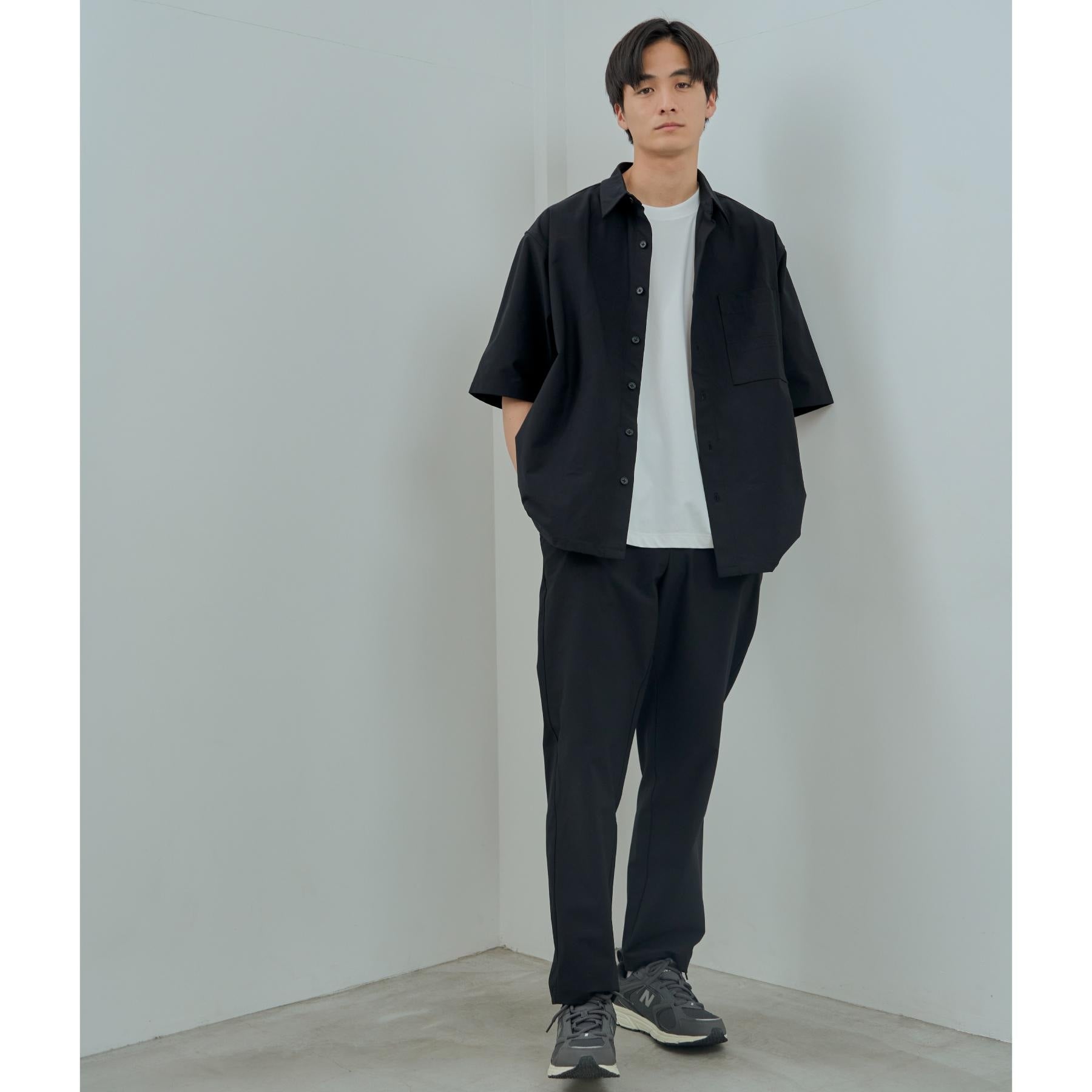 ザ ショップ ティーケー(メンズ) THE SHOP TK(Men) パーフェクテックツイル5分袖シャツ【セットアップ可】 （ブラック(019)） ブラック(019)