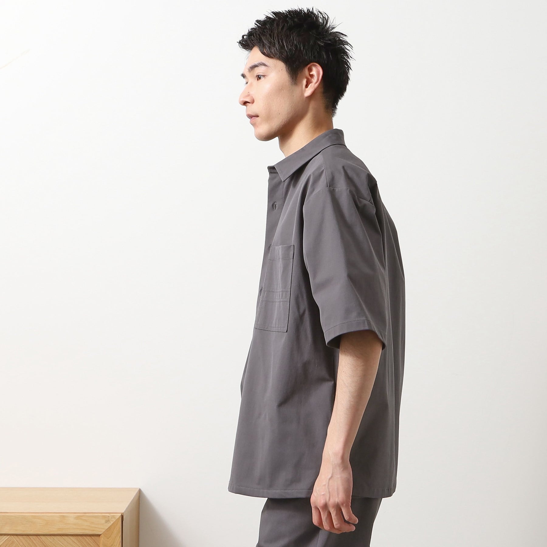 ザ ショップ ティーケー(メンズ) THE SHOP TK(Men) パーフェクテックツイル5分袖シャツ【セットアップ可】 （ブラック(019)） ブラック(019)