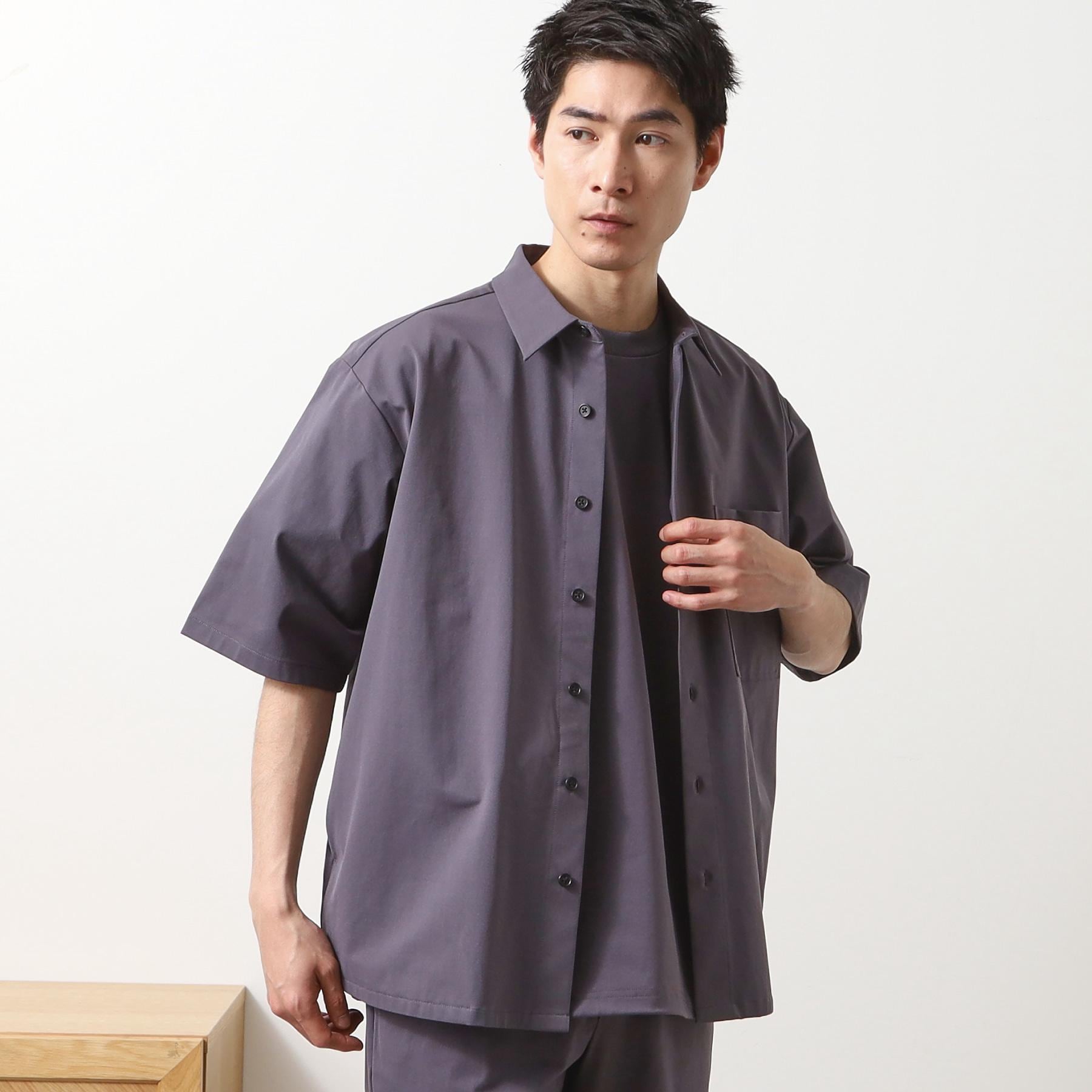 ザ ショップ ティーケー(メンズ) THE SHOP TK(Men) パーフェクテックツイル5分袖シャツ【セットアップ可】 （ブラック(019)） ブラック(019)