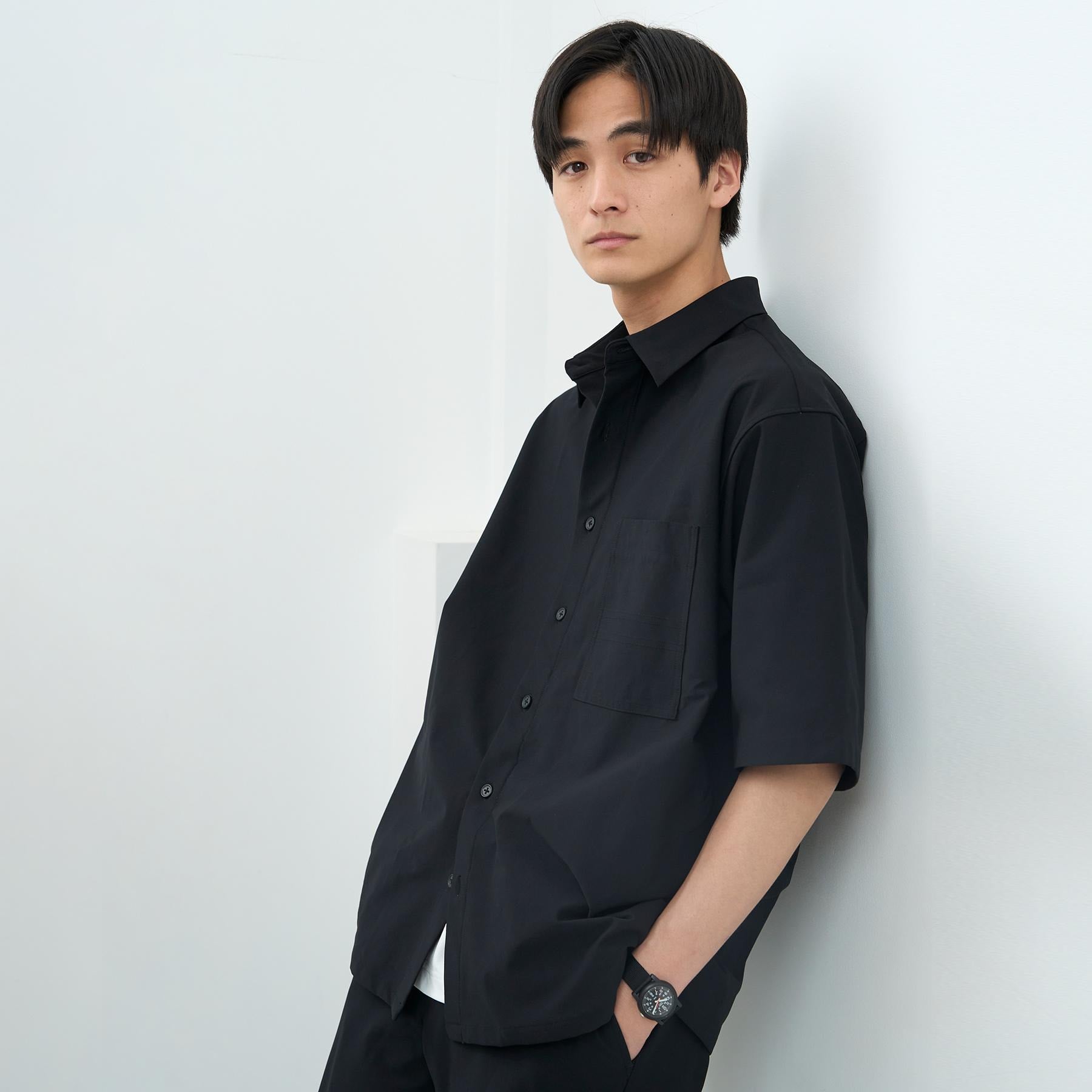 ザ ショップ ティーケー(メンズ) THE SHOP TK(Men) パーフェクテックツイル5分袖シャツ【セットアップ可】 （ブラック(019)） ブラック(019)
