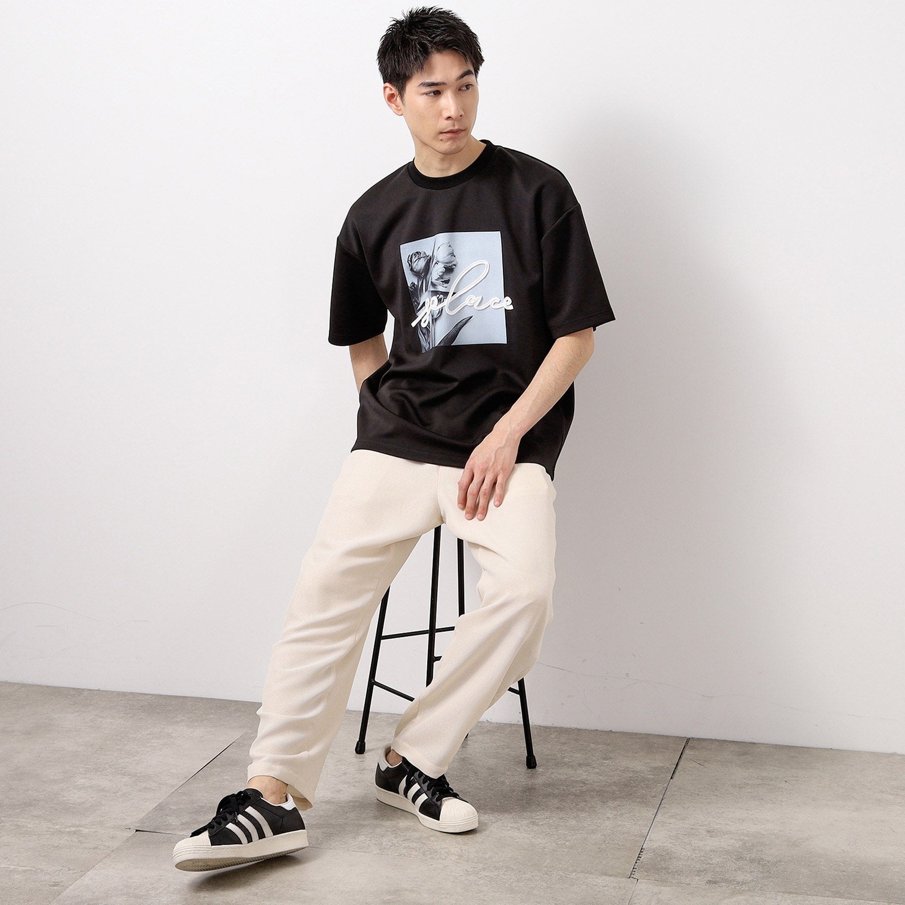 ザ ショップ ティーケー(メンズ) THE SHOP TK(Men) コード刺繍フォト半袖Tシャツ （ホワイト(001)） ホワイト(001)