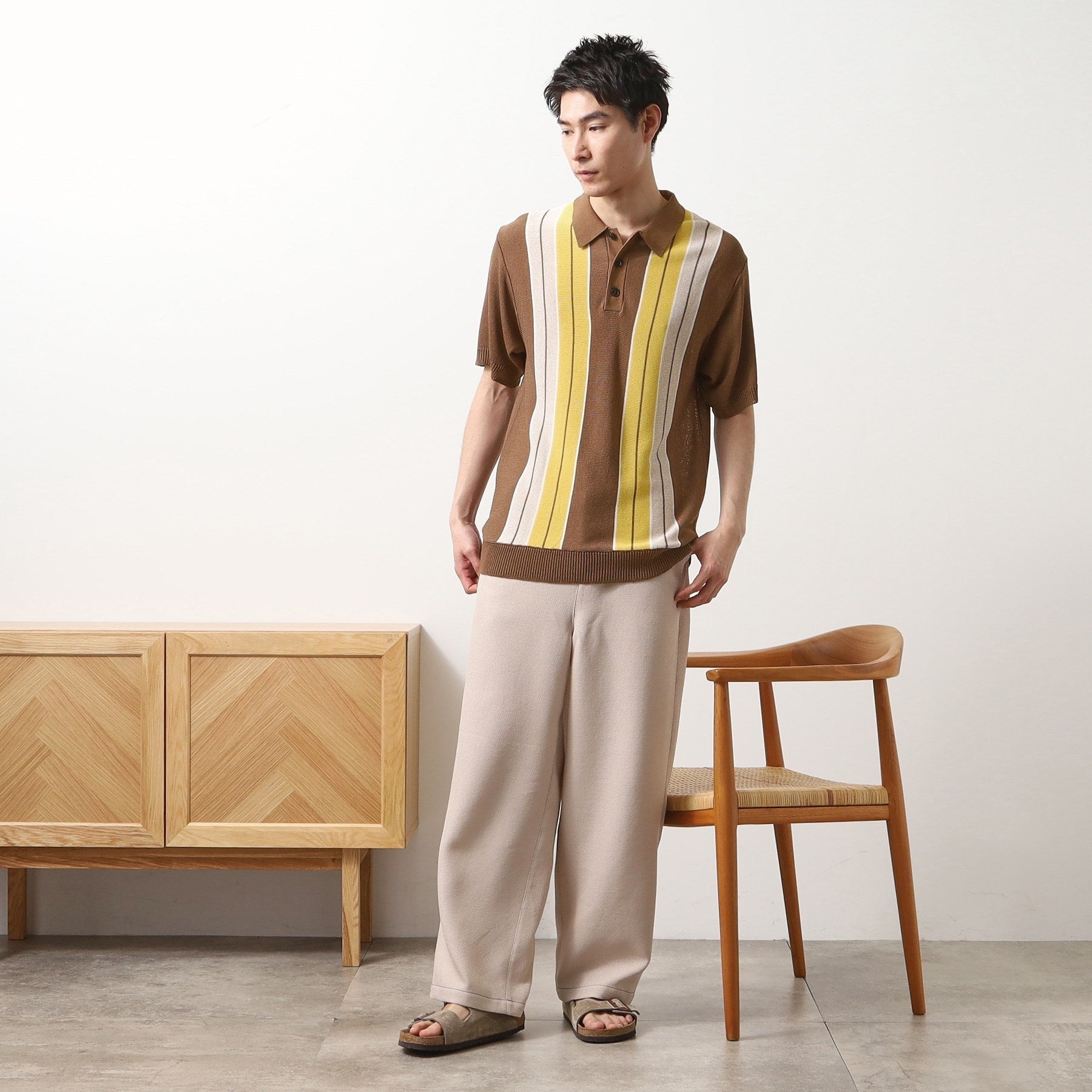 ザ ショップ ティーケー(メンズ) THE SHOP TK(Men) マルチストライプニットポロ （ブルーグリーン(397)） ブルーグリーン(397)