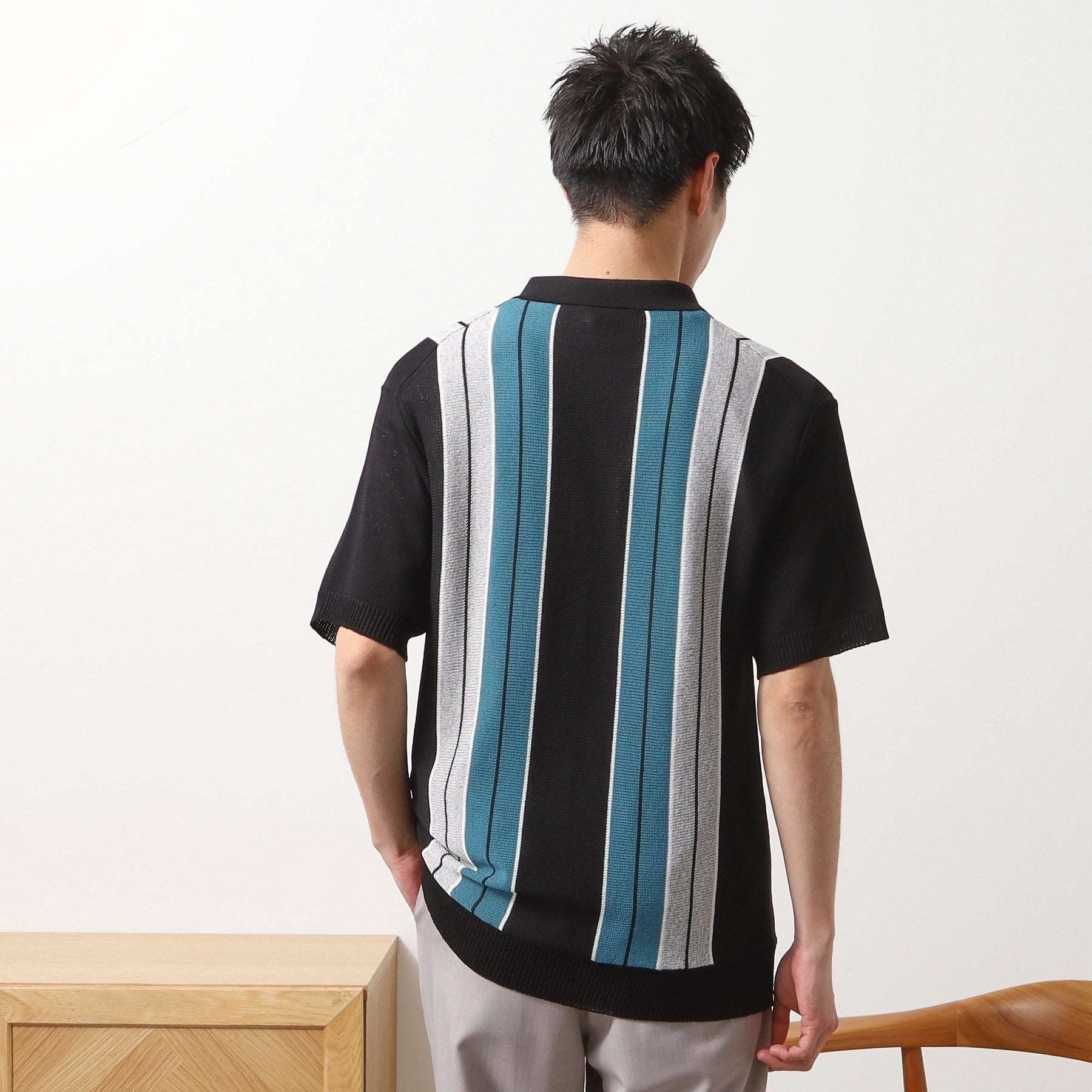 ザ ショップ ティーケー(メンズ) THE SHOP TK(Men) マルチストライプニットポロ （ブルーグリーン(397)） ブルーグリーン(397)