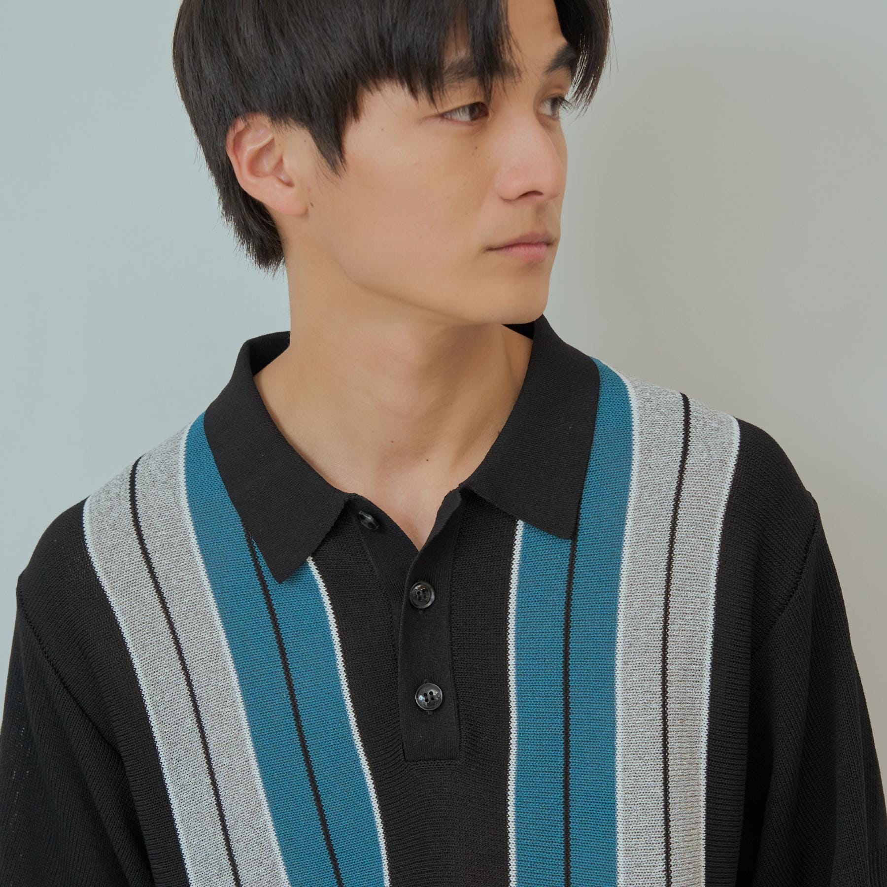 ザ ショップ ティーケー(メンズ) THE SHOP TK(Men) マルチストライプニットポロ （ブルーグリーン(397)） ブルーグリーン(397)