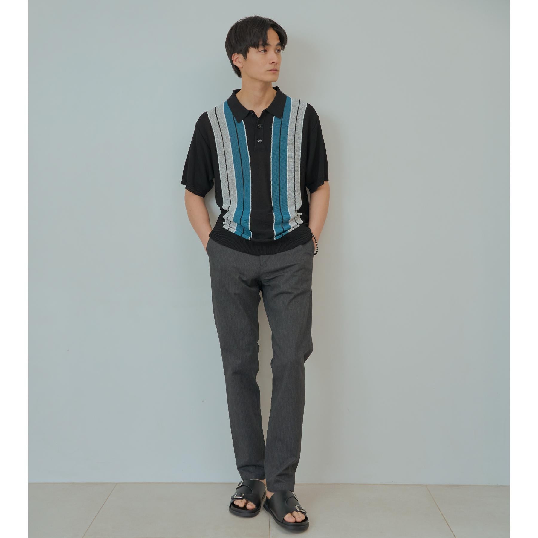 ザ ショップ ティーケー(メンズ) THE SHOP TK(Men) マルチストライプニットポロ （ブルーグリーン(397)） ブルーグリーン(397)