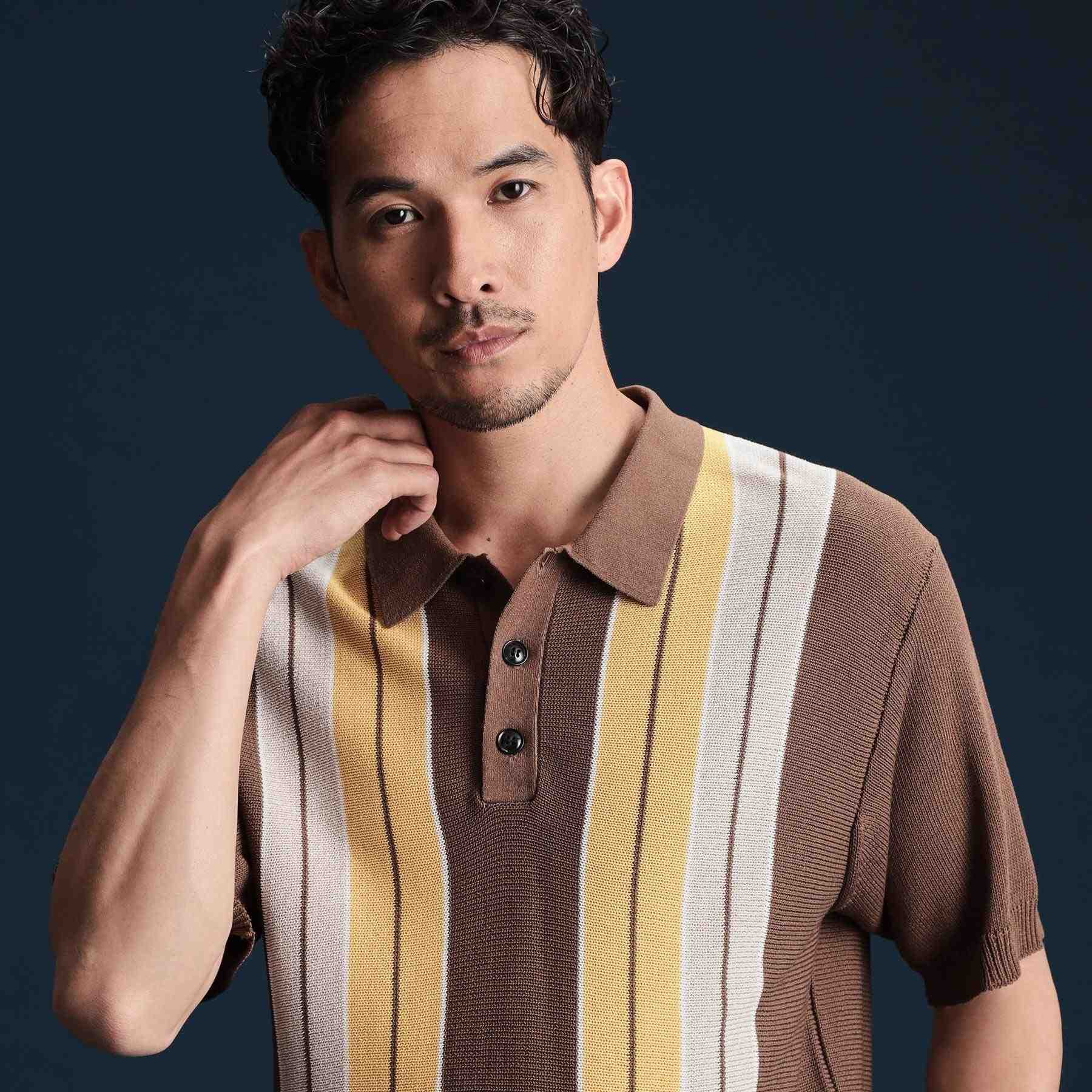 ザ ショップ ティーケー(メンズ) THE SHOP TK(Men) マルチストライプニットポロ （ブルーグリーン(397)） ブルーグリーン(397)