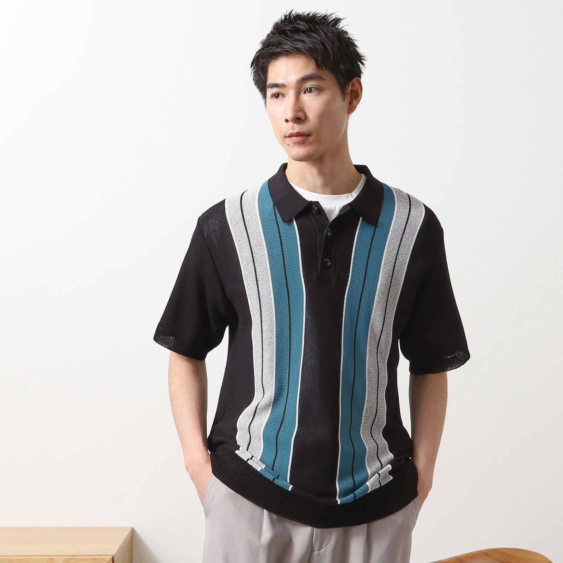 ザ ショップ ティーケー(メンズ) THE SHOP TK(Men) マルチストライプニットポロ （ブルーグリーン(397)） ブルーグリーン(397)