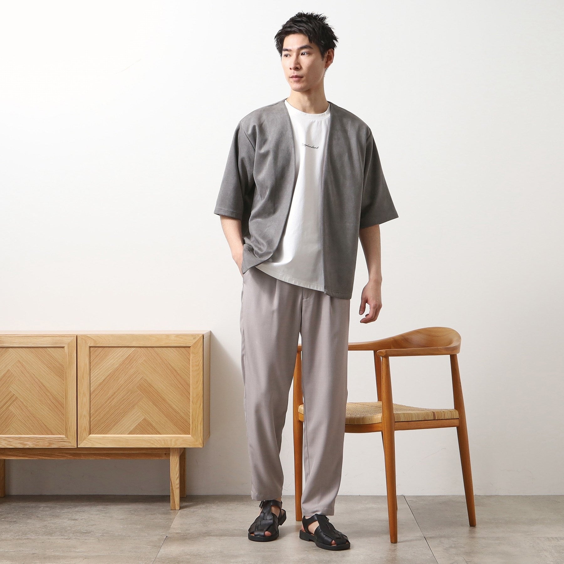 ザ ショップ ティーケー(メンズ) THE SHOP TK(Men) フェイクスウェードアンサンブルカーディガン （グレー(012)） グレー(012)
