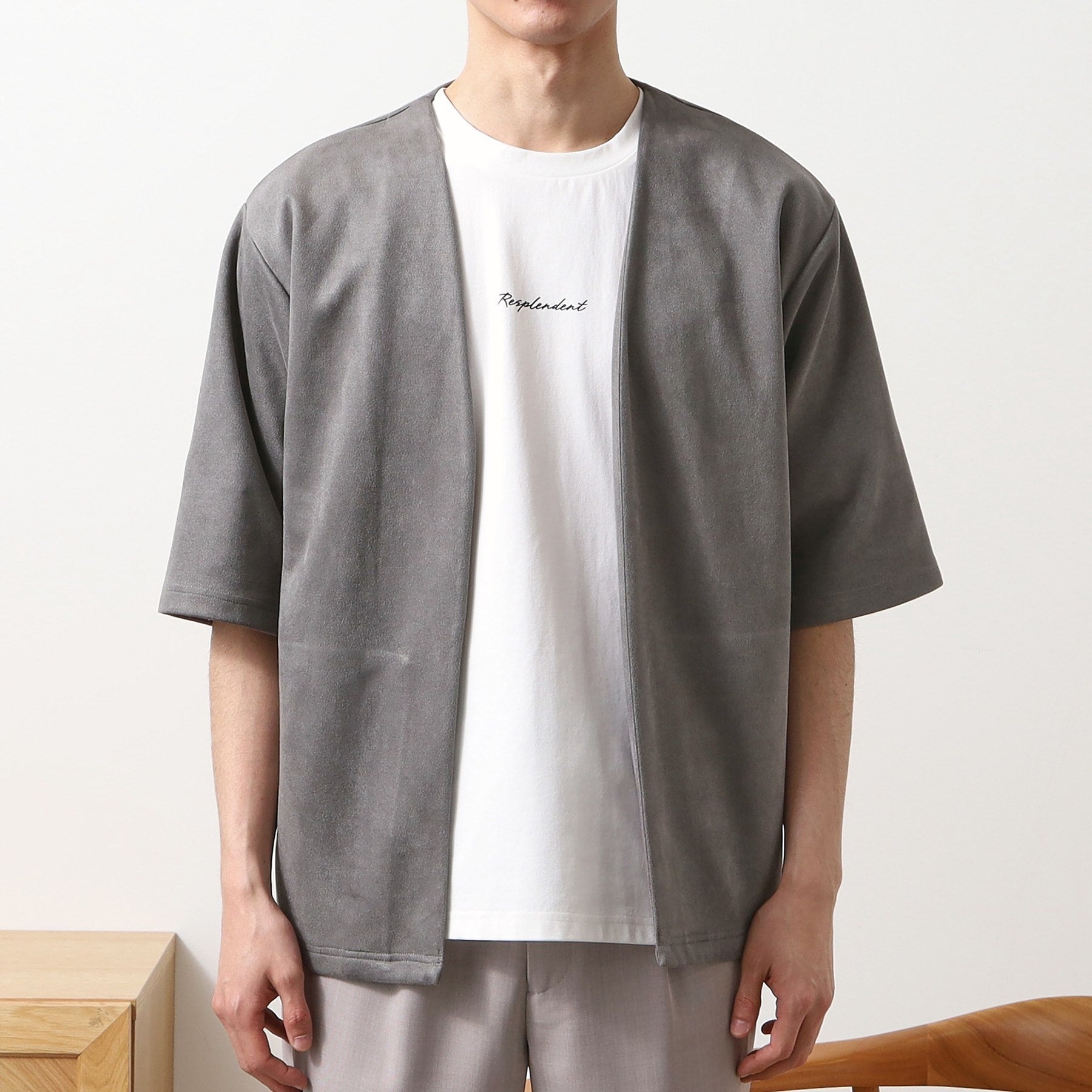 ザ ショップ ティーケー(メンズ) THE SHOP TK(Men) フェイクスウェードアンサンブルカーディガン （グレー(012)） グレー(012)