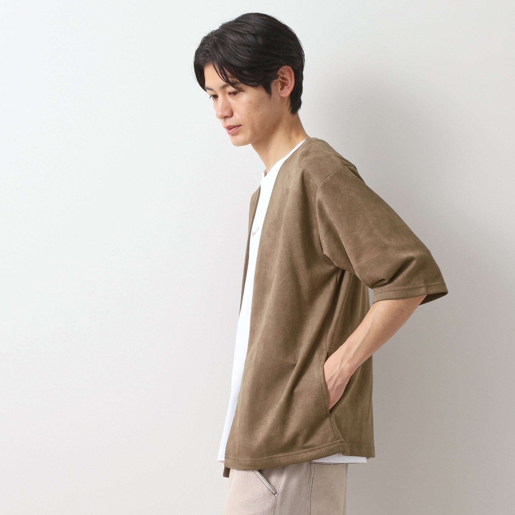 ザ ショップ ティーケー(メンズ) THE SHOP TK(Men) フェイクスウェードアンサンブルカーディガン （グレー(012)） グレー(012)