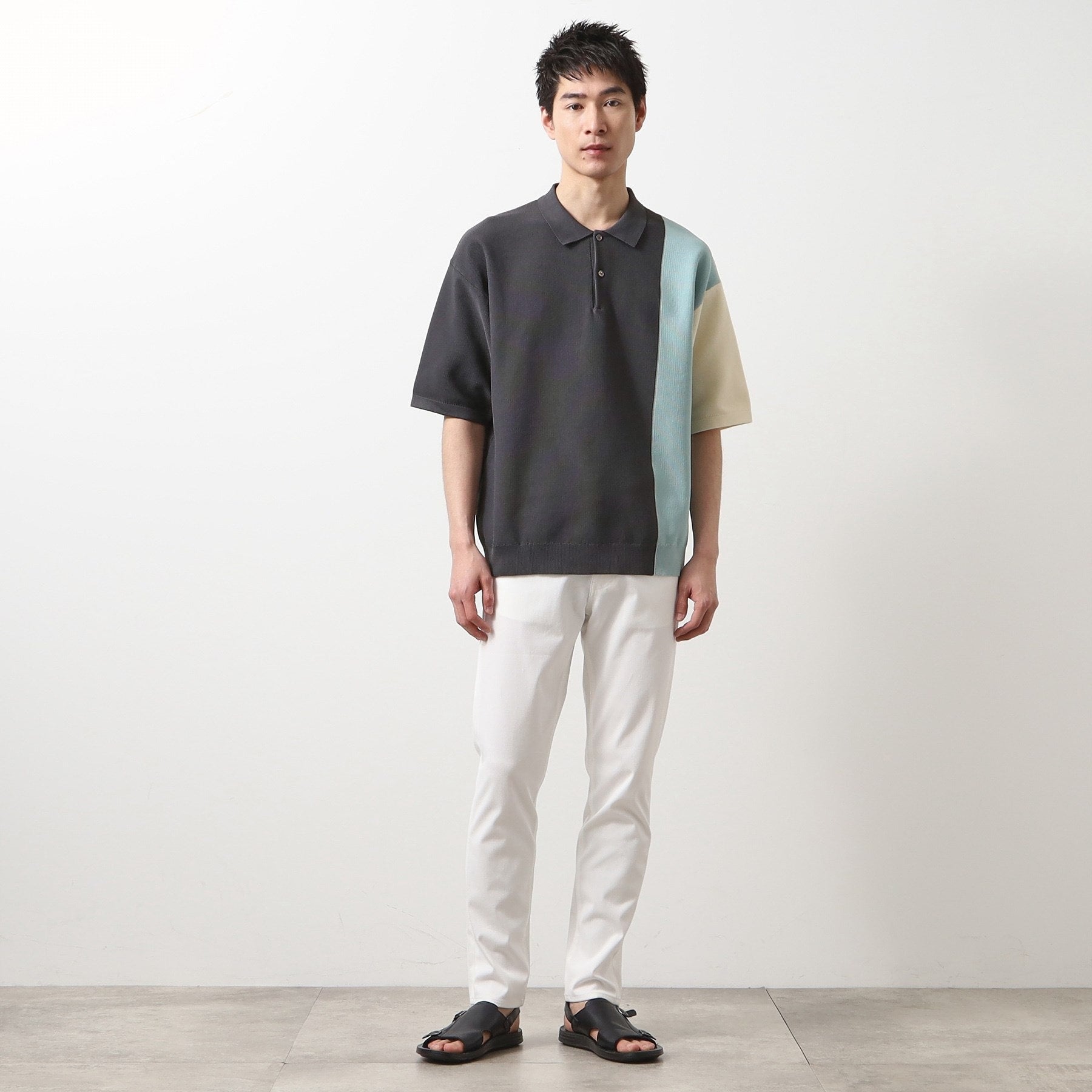 ザ ショップ ティーケー(メンズ) THE SHOP TK(Men) パネルニットポロシャツ （ベージュ(452)） ベージュ(452)