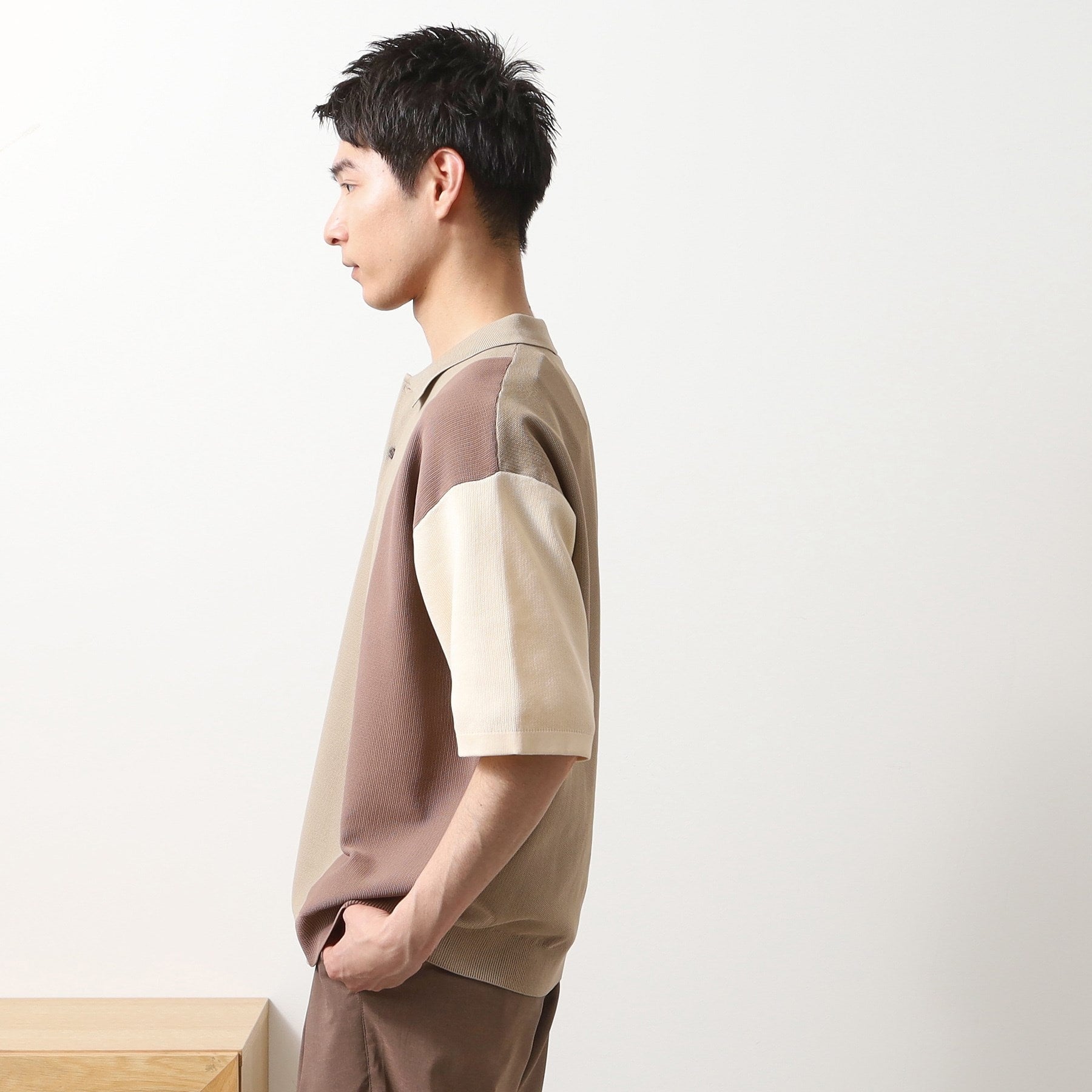 ザ ショップ ティーケー(メンズ) THE SHOP TK(Men) パネルニットポロシャツ （ベージュ(452)） ベージュ(452)