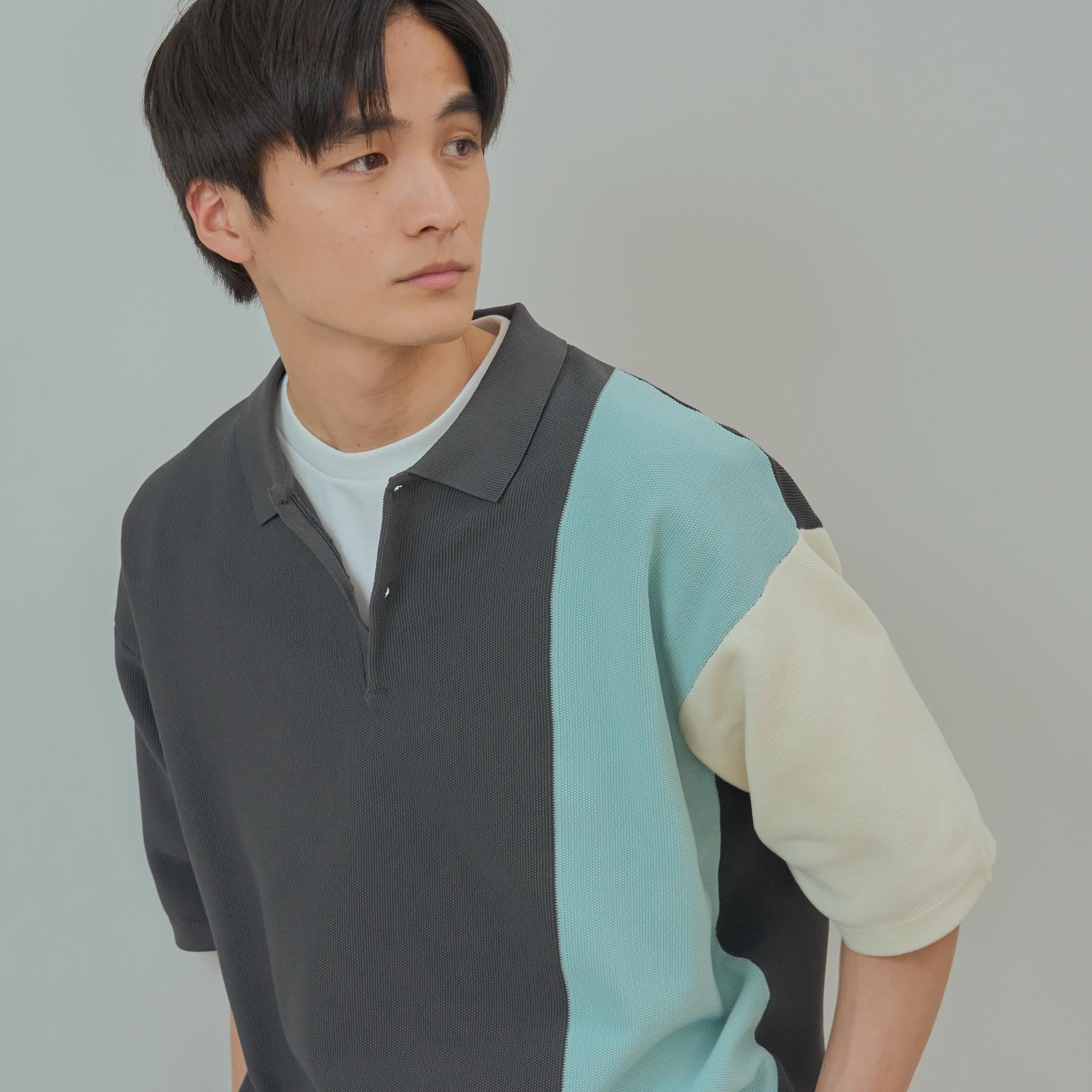 ザ ショップ ティーケー(メンズ) THE SHOP TK(Men) パネルニットポロシャツ （ベージュ(452)） ベージュ(452)