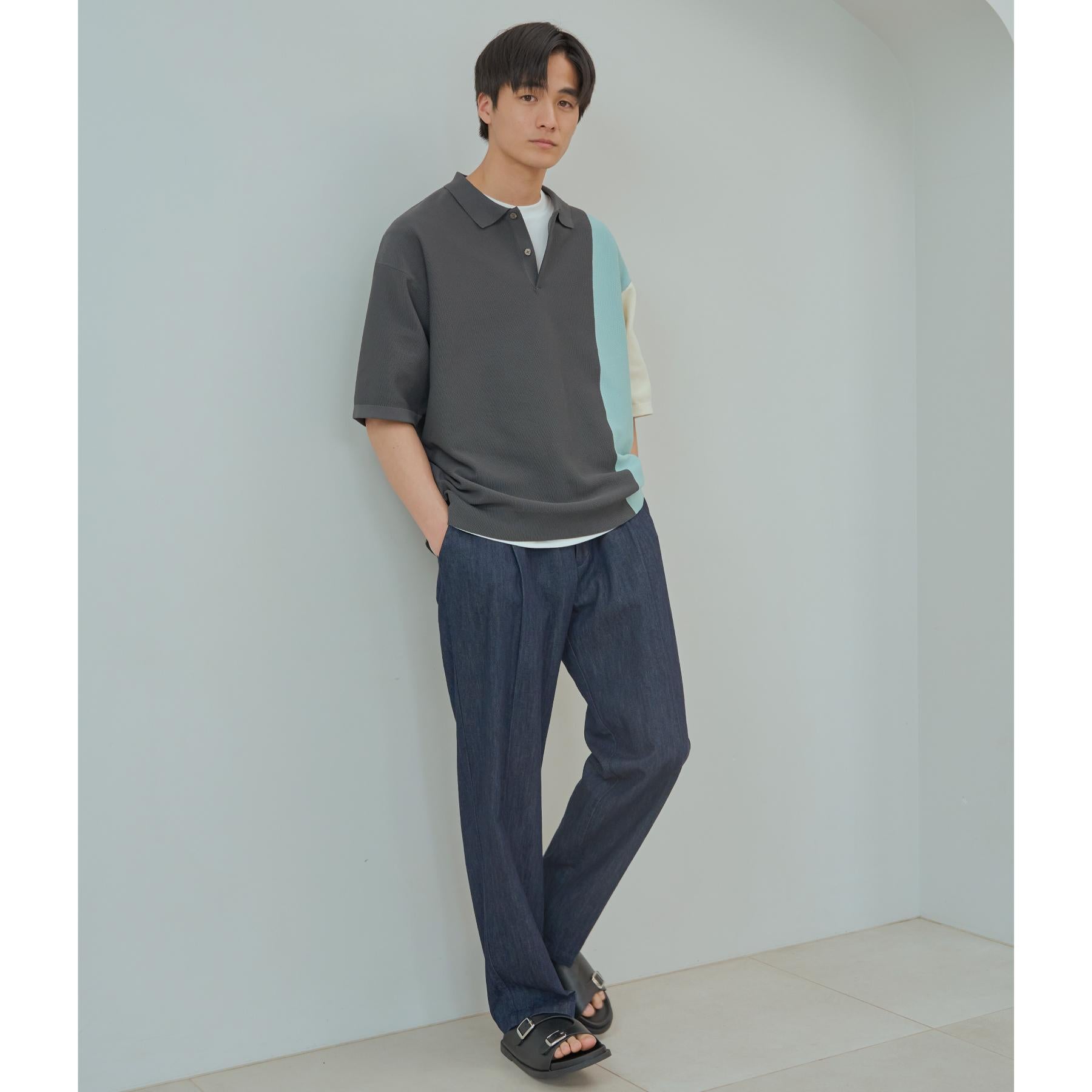 ザ ショップ ティーケー(メンズ) THE SHOP TK(Men) パネルニットポロシャツ （ベージュ(452)） ベージュ(452)
