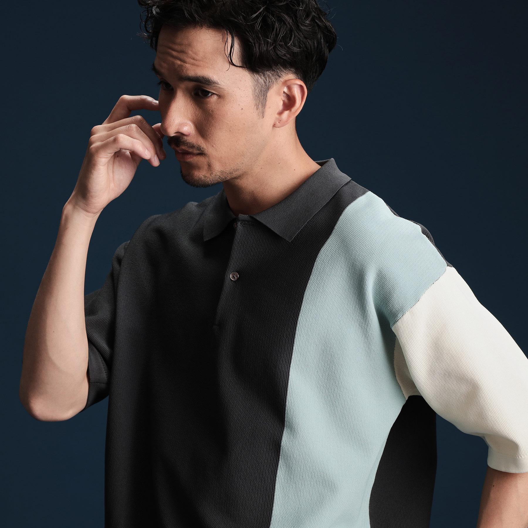 ザ ショップ ティーケー(メンズ) THE SHOP TK(Men) パネルニットポロシャツ （ベージュ(452)） ベージュ(452)