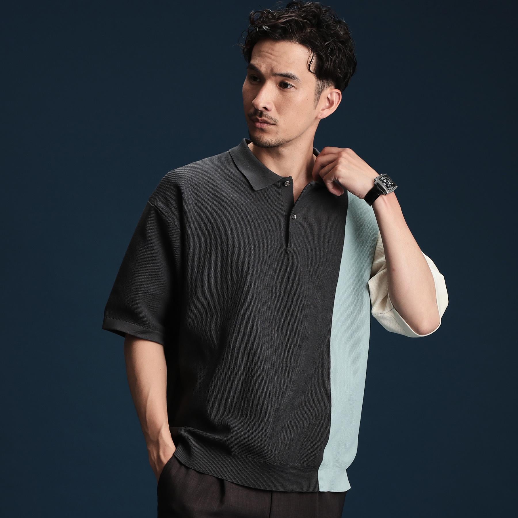 ザ ショップ ティーケー(メンズ) THE SHOP TK(Men) パネルニットポロシャツ （ベージュ(452)） ベージュ(452)
