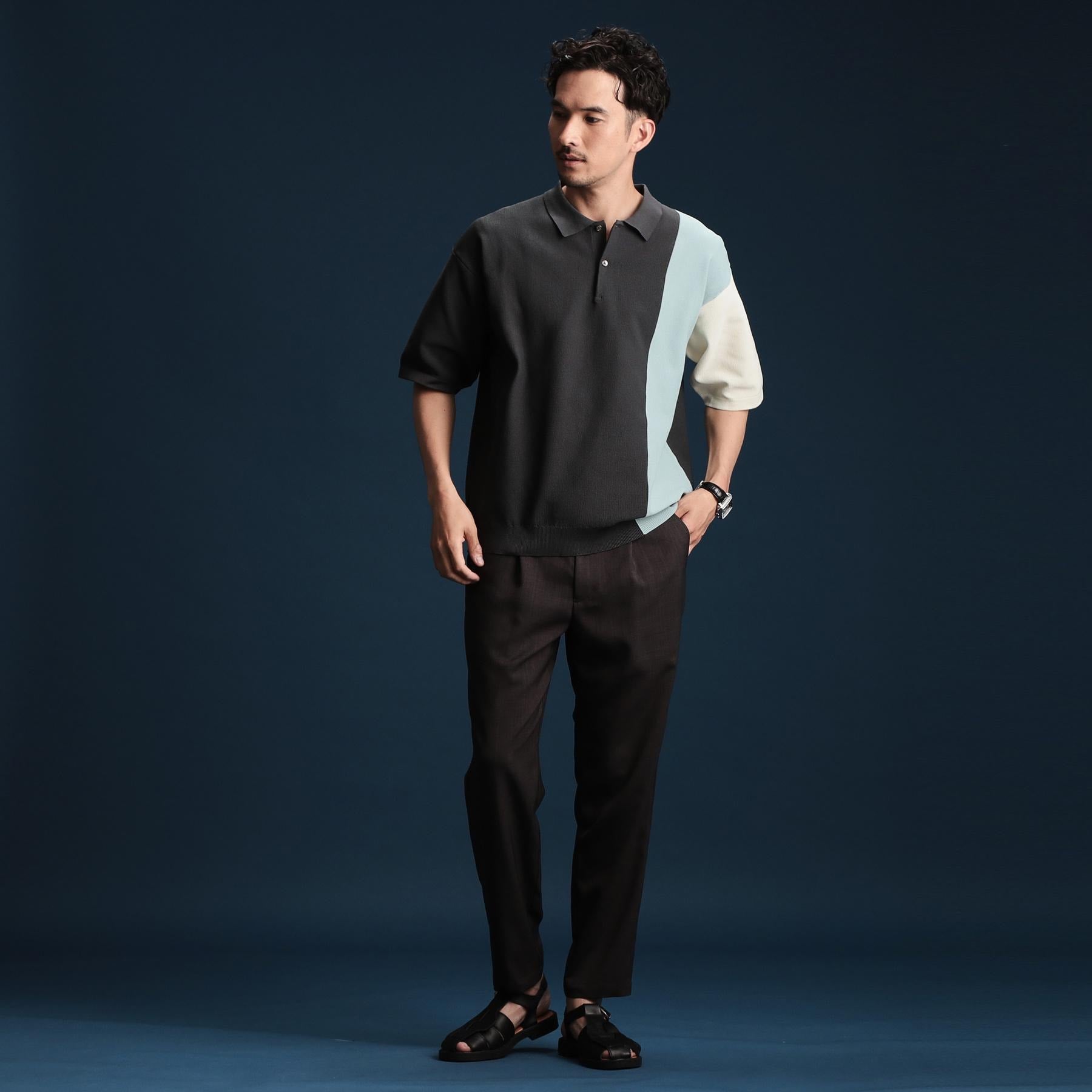 ザ ショップ ティーケー(メンズ) THE SHOP TK(Men) パネルニットポロシャツ （ベージュ(452)） ベージュ(452)
