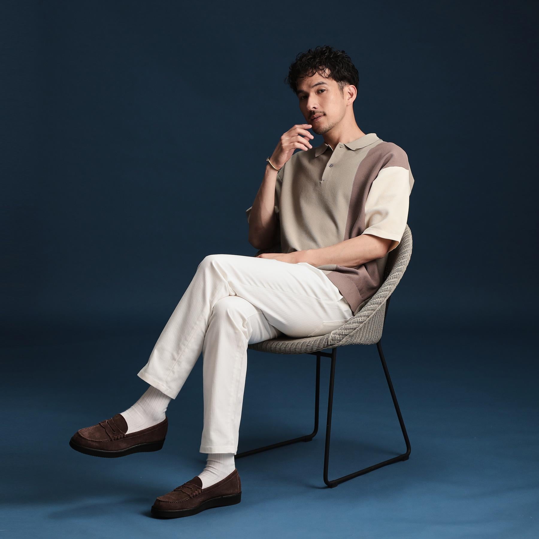 ザ ショップ ティーケー(メンズ) THE SHOP TK(Men) パネルニットポロシャツ （ベージュ(452)） ベージュ(452)