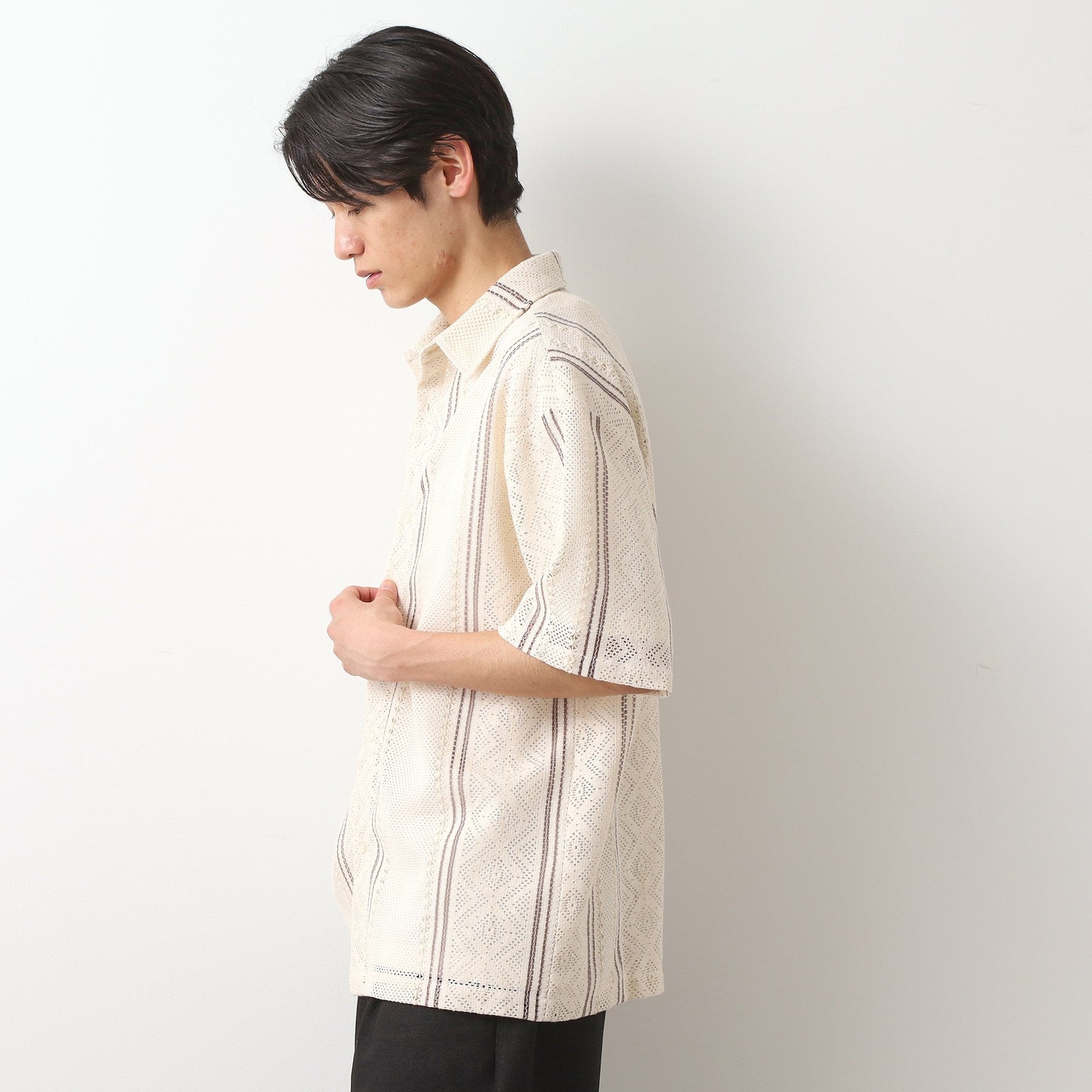 ザ ショップ ティーケー(メンズ) THE SHOP TK(Men) クラフトレースアンサンブルシャツ【半袖Tシャツ付き】 （アイボリー(104)） アイボリー(104)