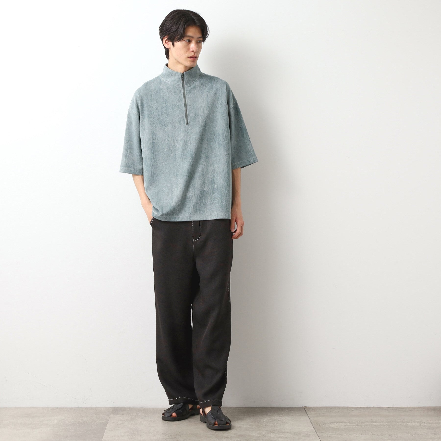 ザ ショップ ティーケー(メンズ) THE SHOP TK(Men) スウェードプリントハーフジップ （チャコールグレー(013)） チャコールグレー(013)