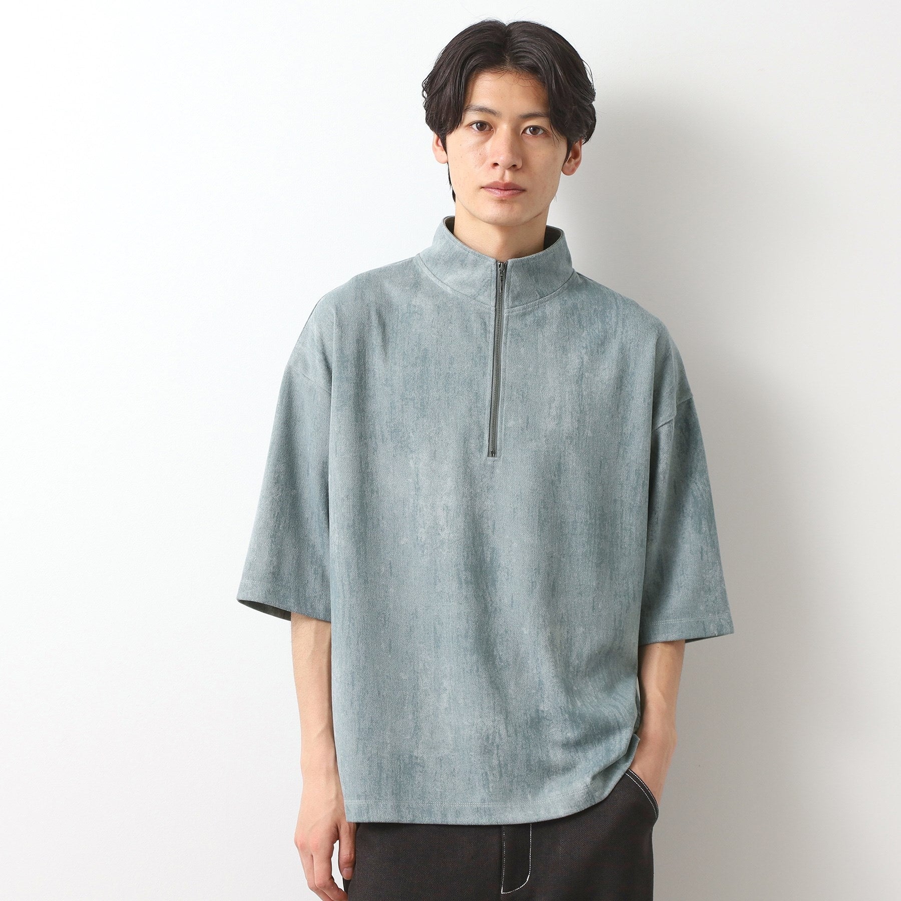 ザ ショップ ティーケー(メンズ) THE SHOP TK(Men) スウェードプリントハーフジップ （ミントグリーン(021)） ミントグリーン(021)