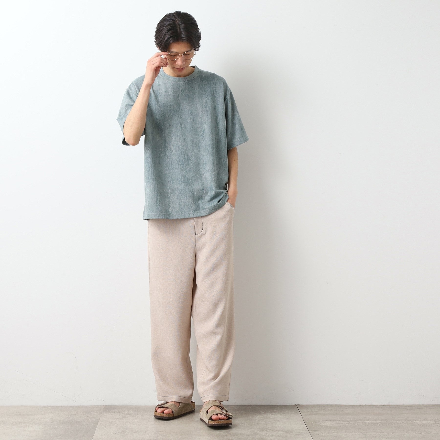 ザ ショップ ティーケー(メンズ) THE SHOP TK(Men) スウェードプリントTシャツ （ミントグリーン(021)） ミントグリーン(021)