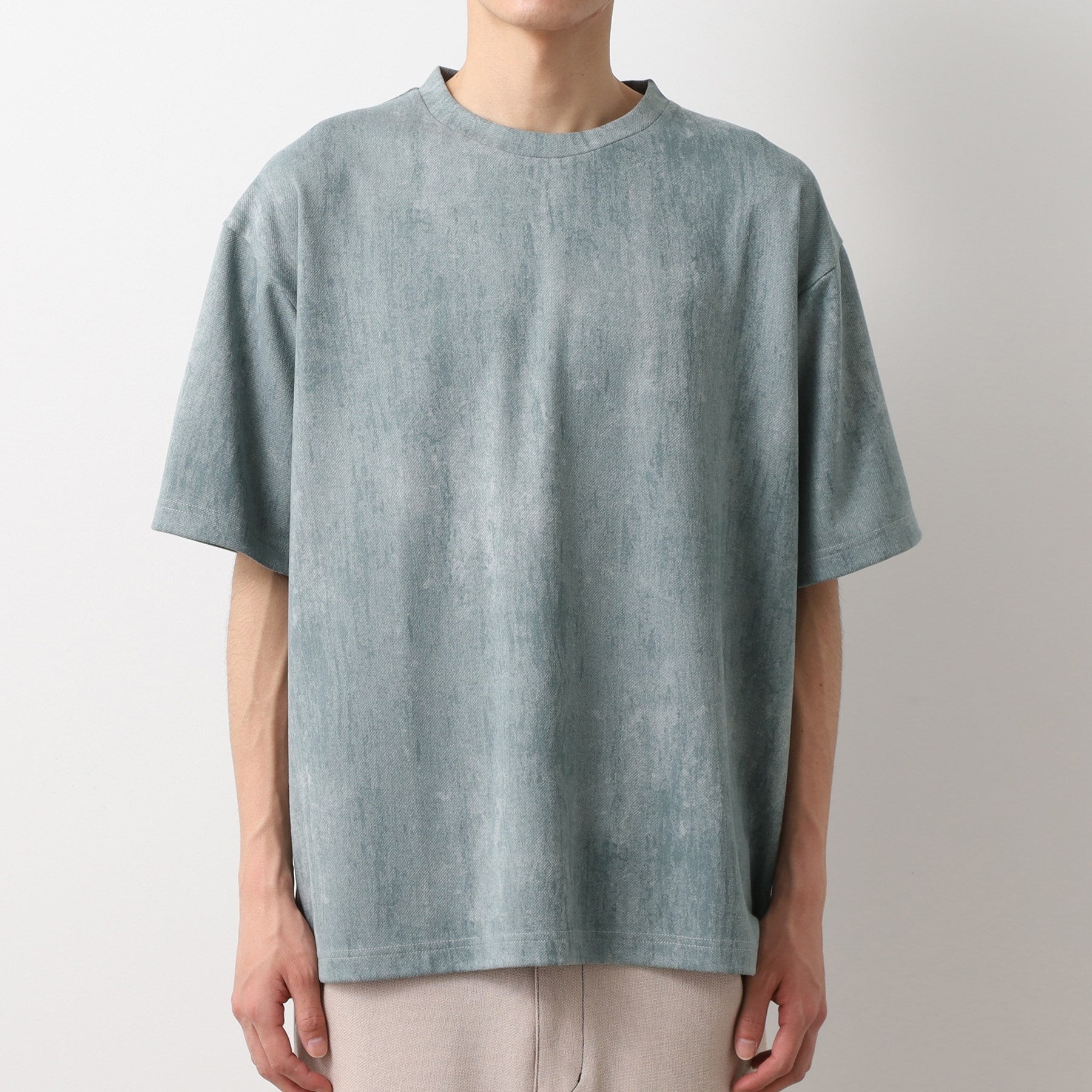 ザ ショップ ティーケー(メンズ) THE SHOP TK(Men) スウェードプリントTシャツ （ミントグリーン(021)） ミントグリーン(021)