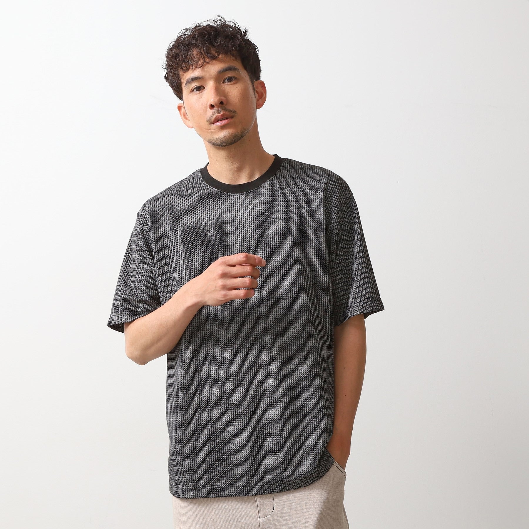 ザ ショップ ティーケー(メンズ) THE SHOP TK(Men) カットジャカード半袖Tシャツ （ブラック(019)） ブラック(019)