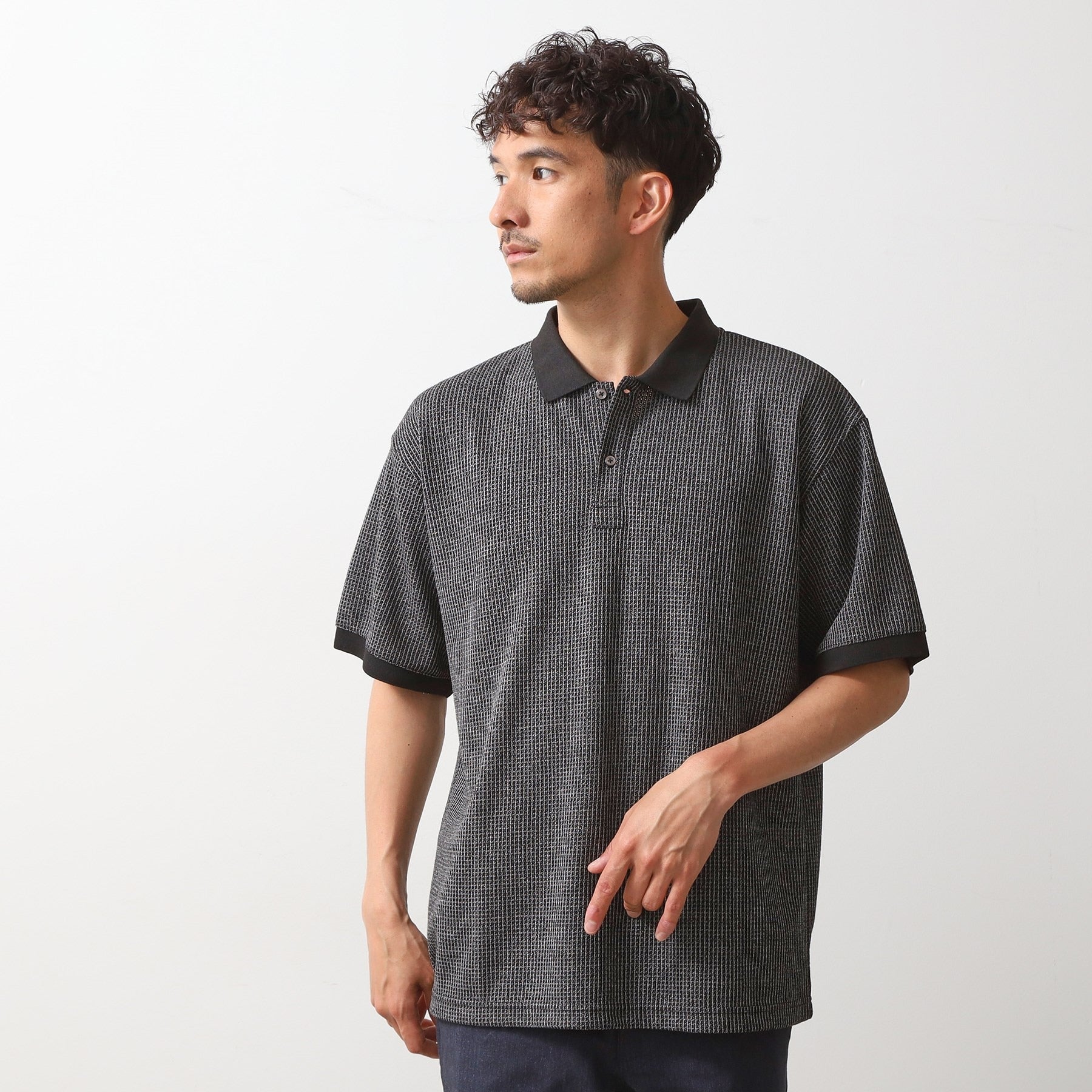 ザ ショップ ティーケー(メンズ) THE SHOP TK(Men) ジャカードポロシャツ （ブラック(019)） ブラック(019)