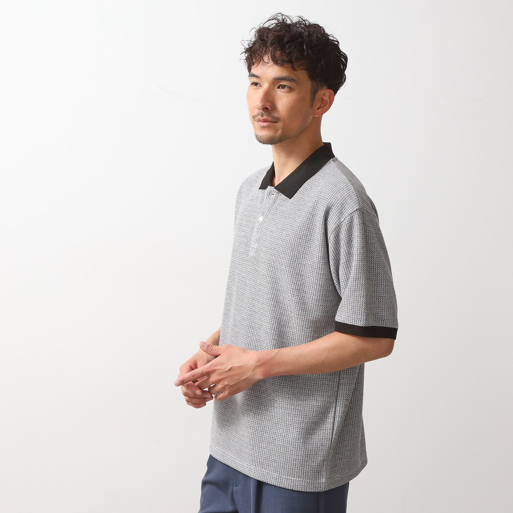 ザ ショップ ティーケー(メンズ) THE SHOP TK(Men) ジャカードポロシャツ （ブラック(019)） ブラック(019)