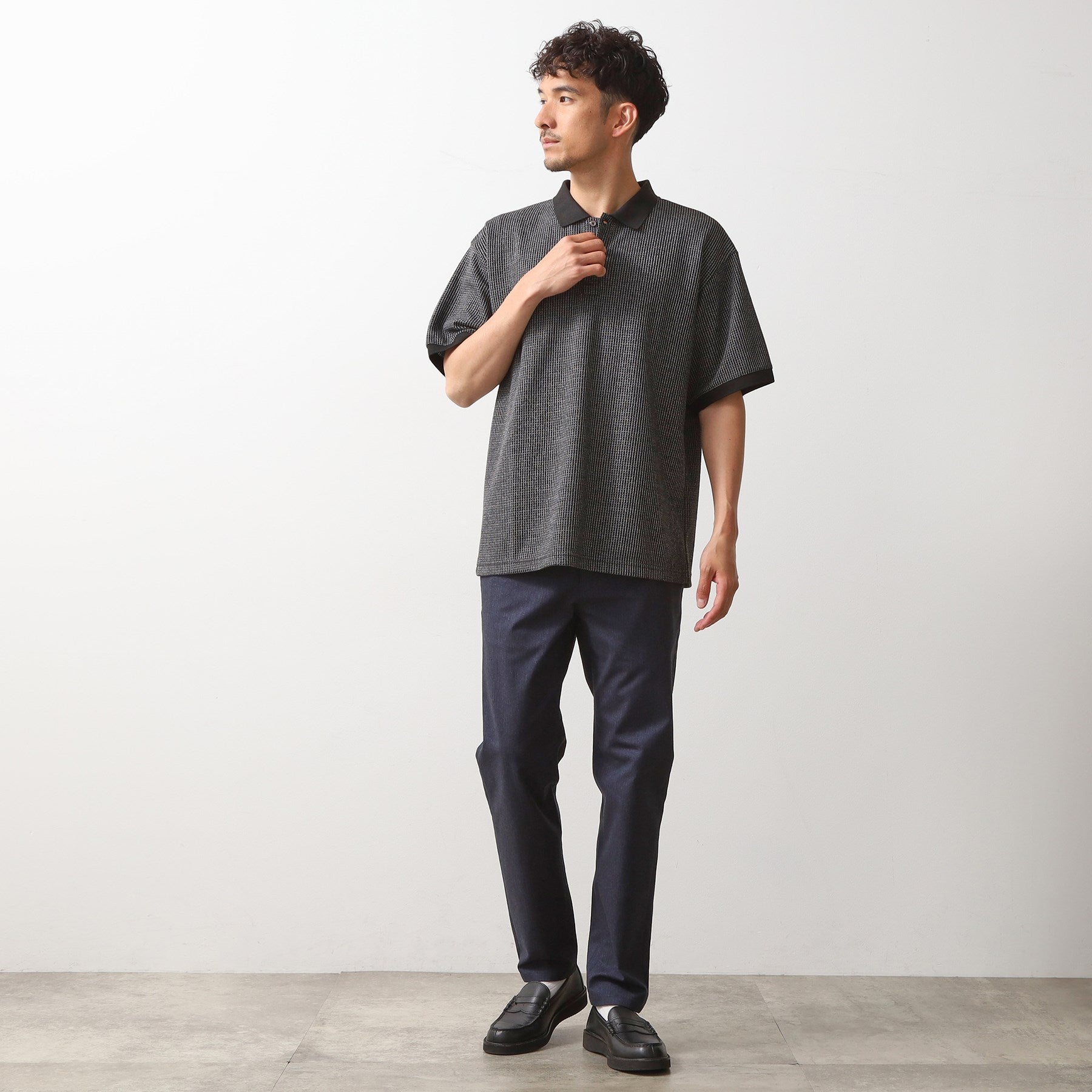 ザ ショップ ティーケー(メンズ) THE SHOP TK(Men) ジャカードポロシャツ （ブラック(019)） ブラック(019)