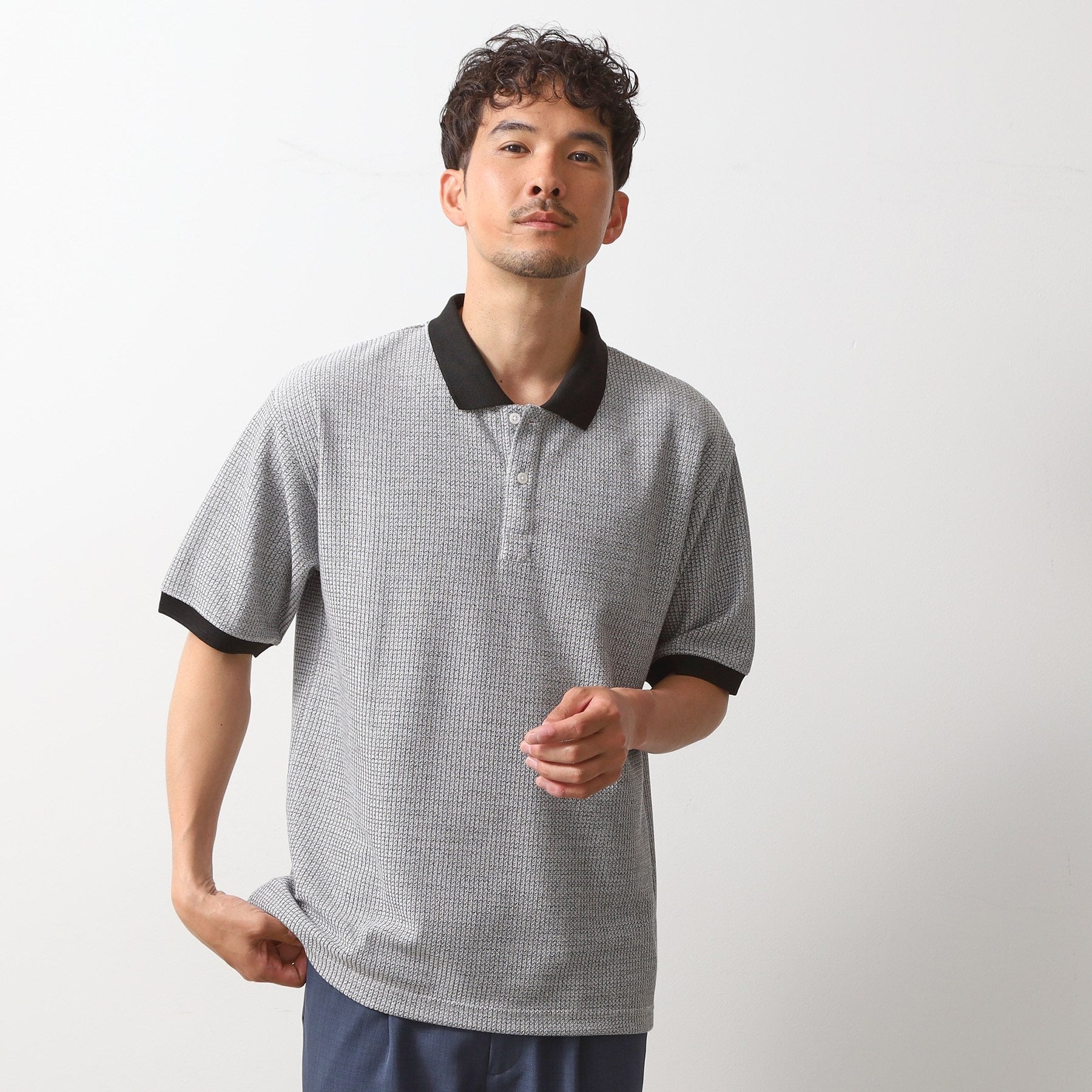 ザ ショップ ティーケー(メンズ) THE SHOP TK(Men) ジャカードポロシャツ （ブラック(019)） ブラック(019)