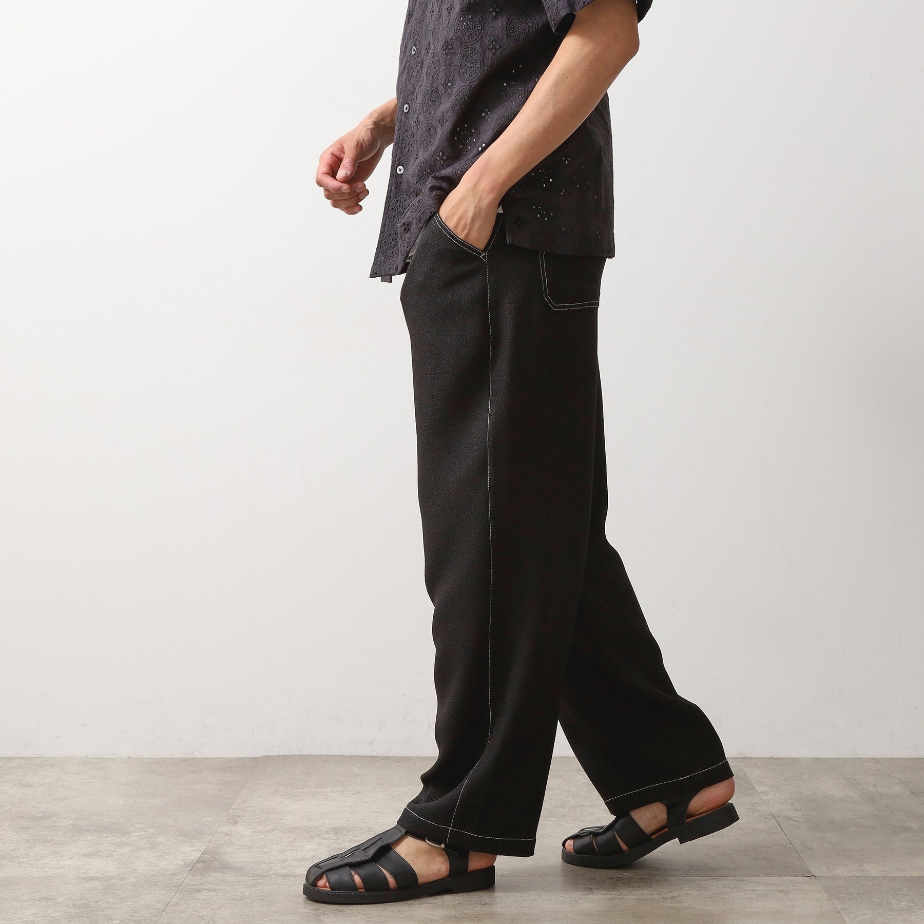 ザ ショップ ティーケー(メンズ) THE SHOP TK(Men) ブッチャー配色ワイドパンツ （ブラック(019)） ブラック(019)