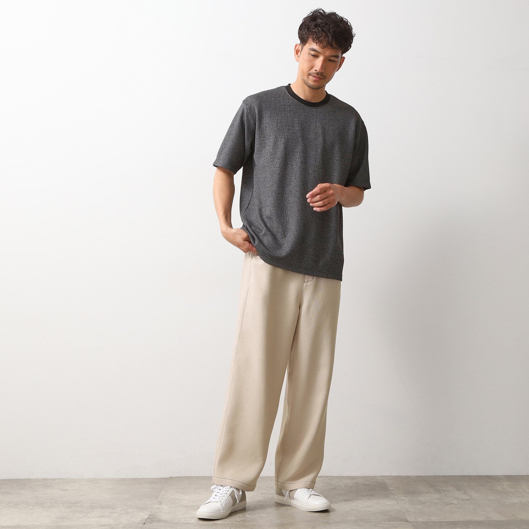 ザ ショップ ティーケー(メンズ) THE SHOP TK(Men) ブッチャー配色ワイドパンツ （ブラック(019)） ブラック(019)