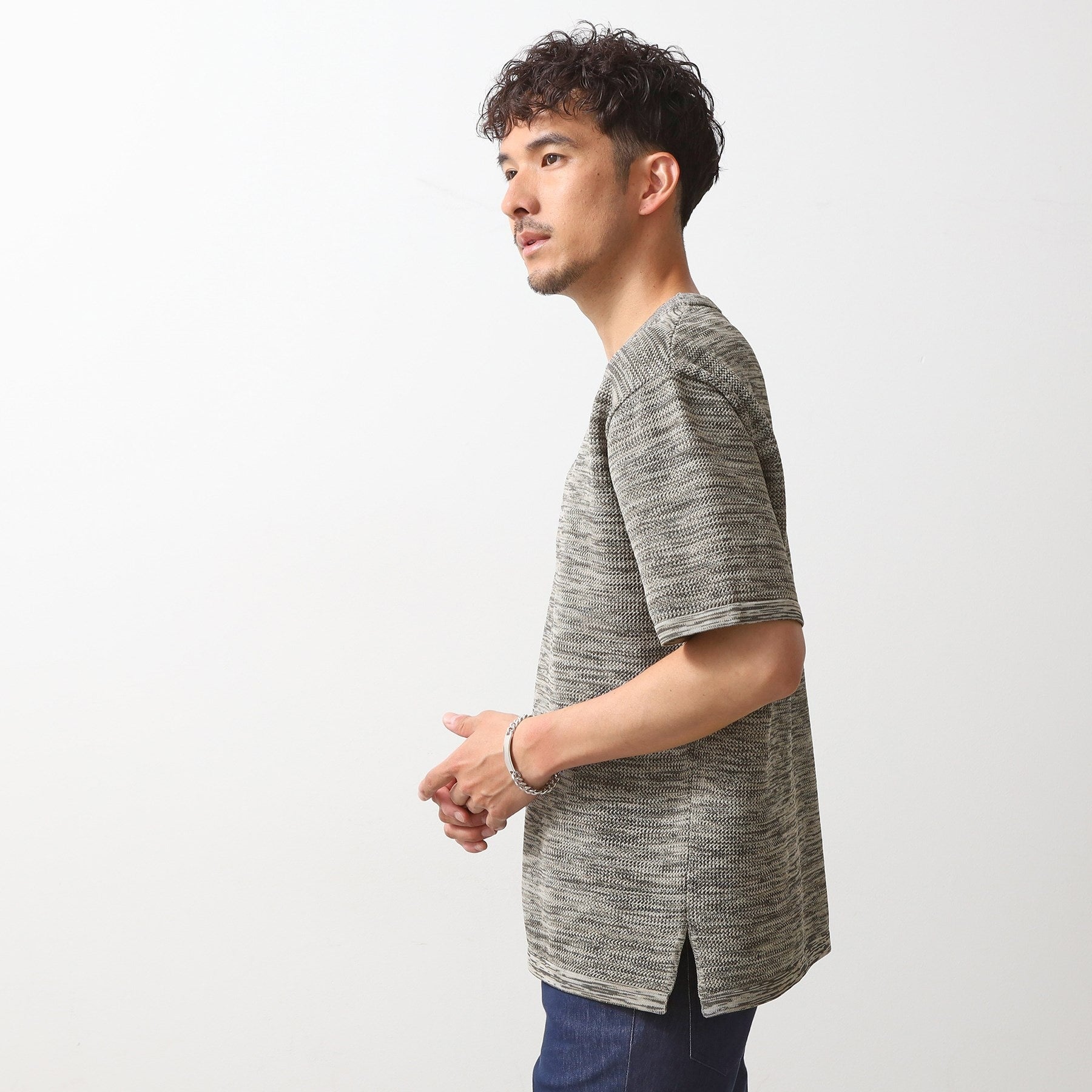 ザ ショップ ティーケー(メンズ) THE SHOP TK(Men) メランジニット半袖Tシャツ （トープ(054)） トープ(054)