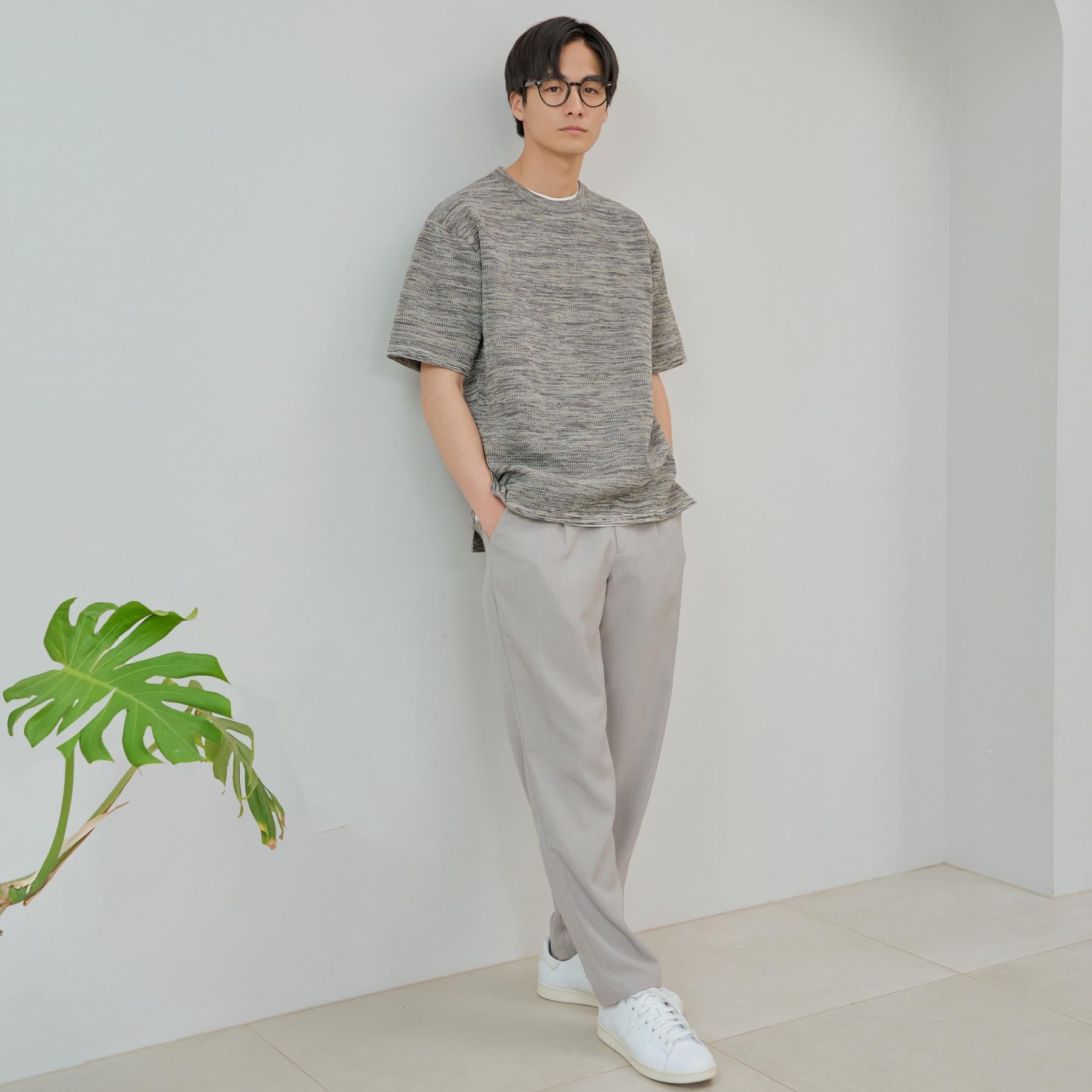 ザ ショップ ティーケー(メンズ) THE SHOP TK(Men) メランジニット半袖Tシャツ （トープ(054)） トープ(054)