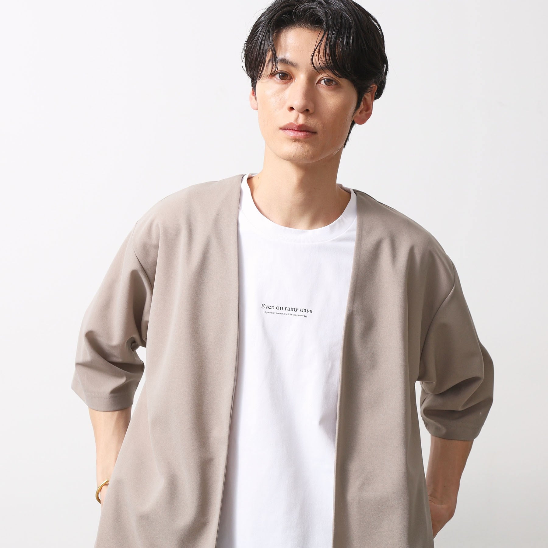 ザ ショップ ティーケー(メンズ) THE SHOP TK(Men) 強撚梨地アンサンブルカーデ （ライトベージュ(051)） ライトベージュ(051)