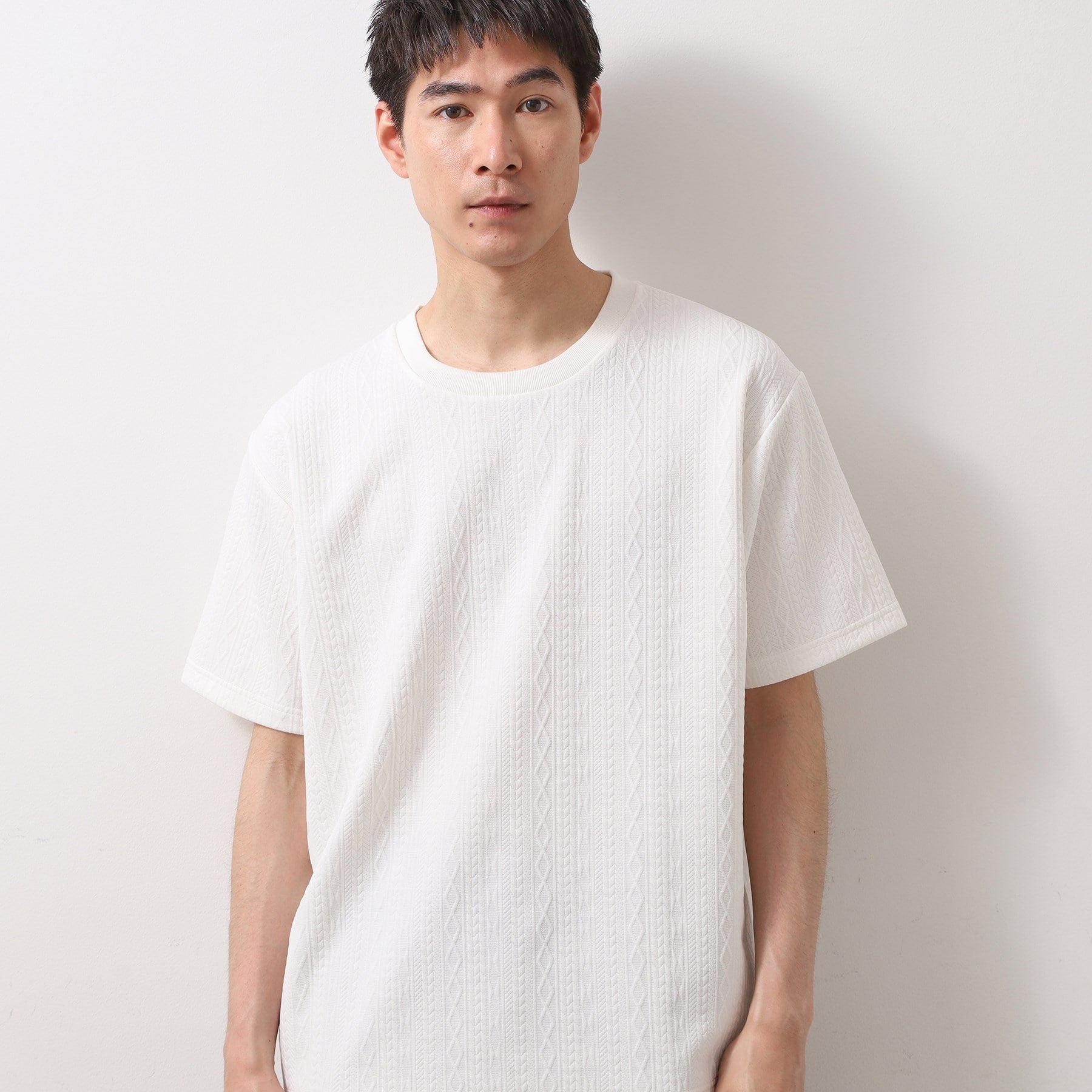 ザ ショップ ティーケー(メンズ) THE SHOP TK(Men) ライトふくれジャカードTシャツ （オフホワイト(003)） オフホワイト(003)