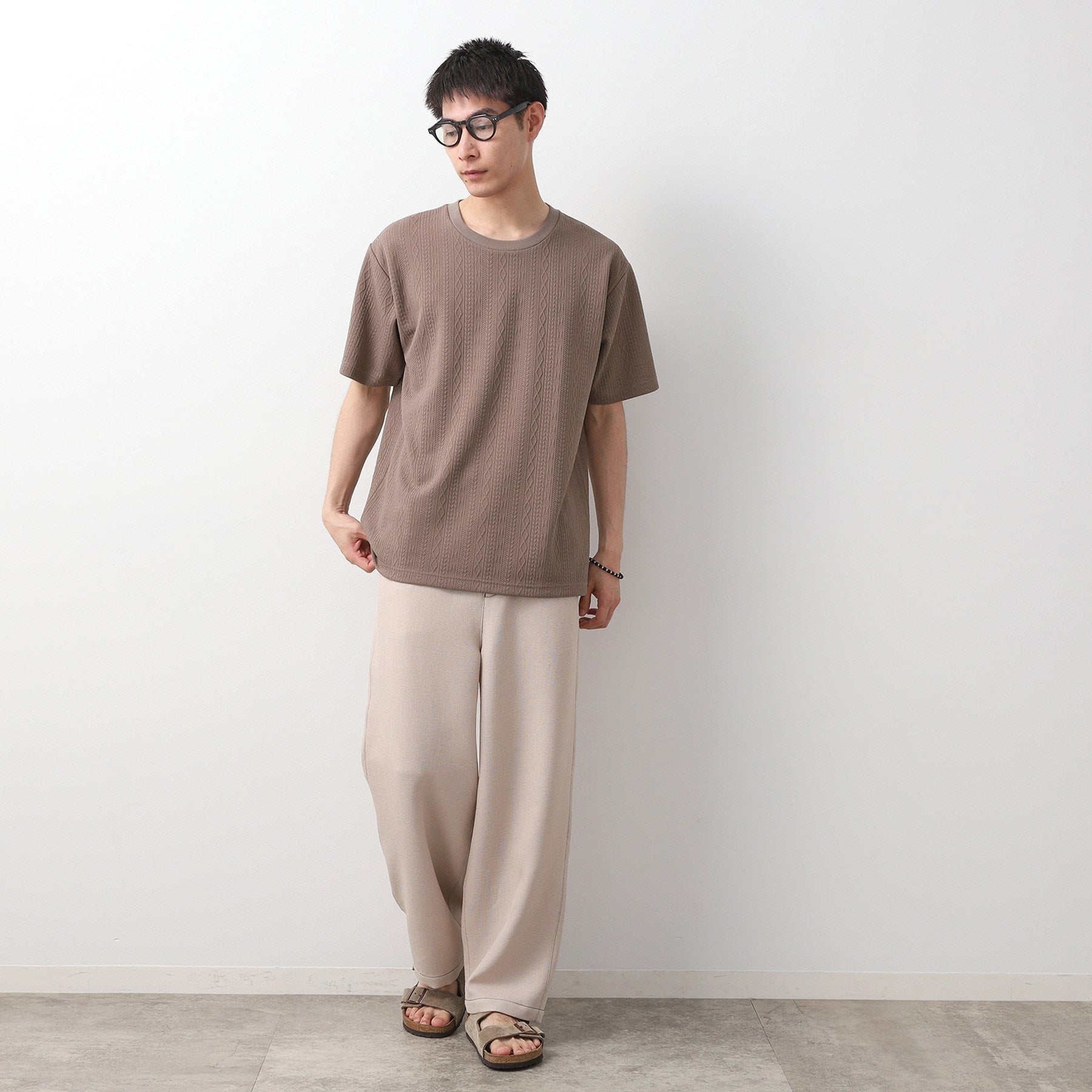 ザ ショップ ティーケー(メンズ) THE SHOP TK(Men) ライトふくれジャカードTシャツ （オフホワイト(003)） オフホワイト(003)