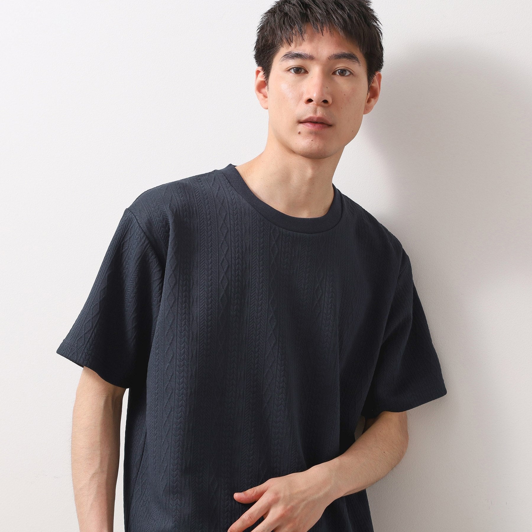 ザ ショップ ティーケー(メンズ) THE SHOP TK(Men) ライトふくれジャカードTシャツ （オフホワイト(003)） オフホワイト(003)