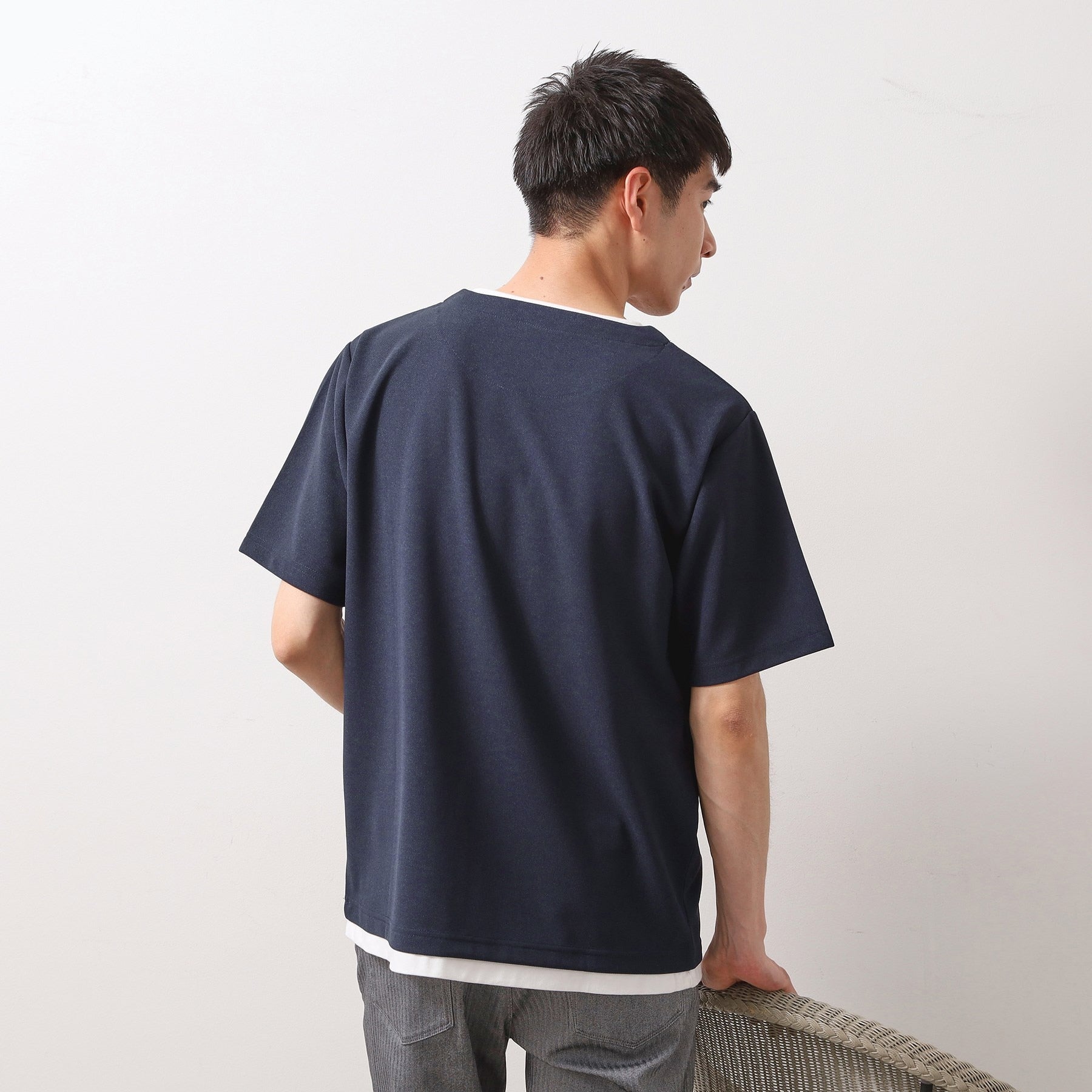 ザ ショップ ティーケー(メンズ) THE SHOP TK(Men) ツイルキーネック半袖Tシャツ （ネイビー(094)） ネイビー(094)
