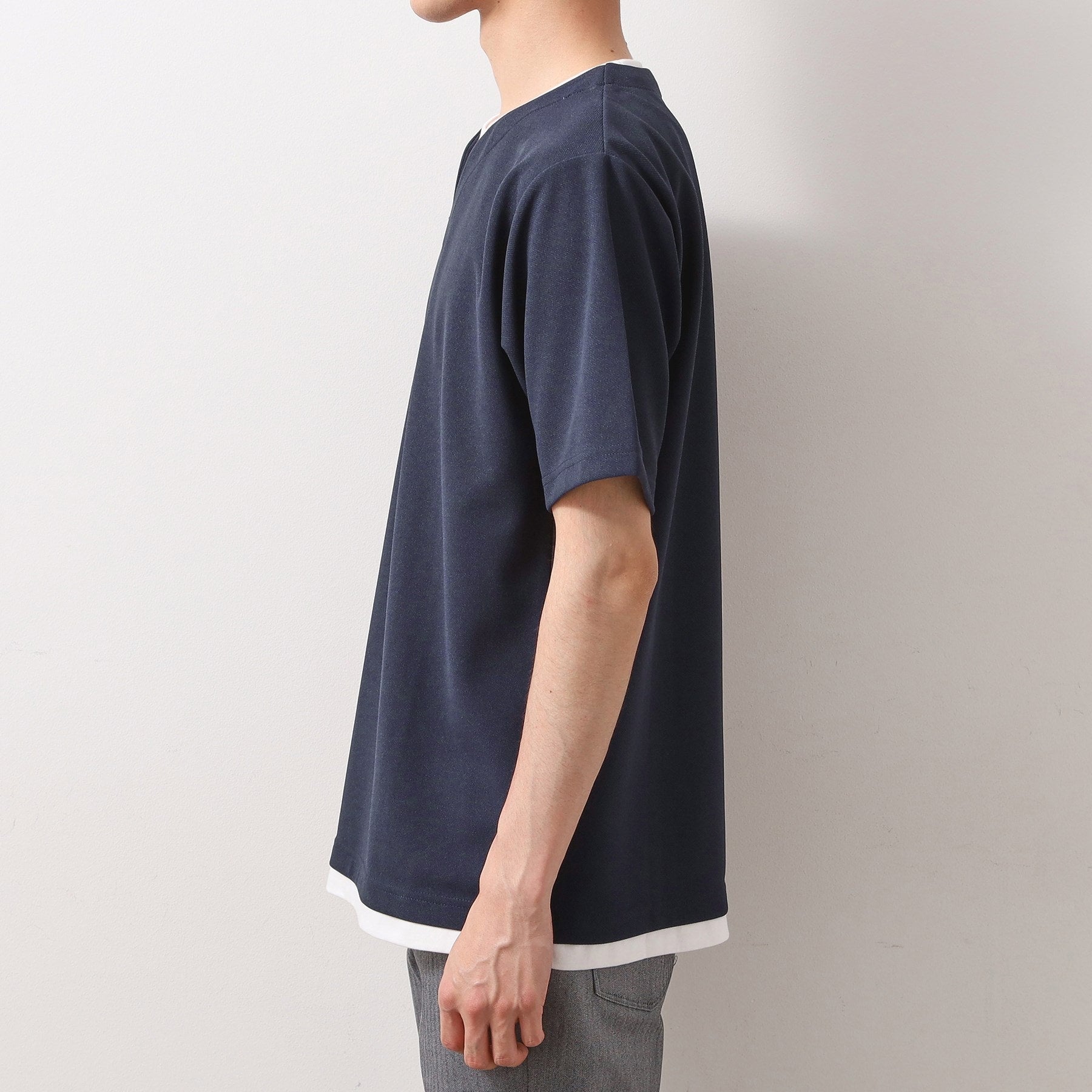 ザ ショップ ティーケー(メンズ) THE SHOP TK(Men) ツイルキーネック半袖Tシャツ （ネイビー(094)） ネイビー(094)