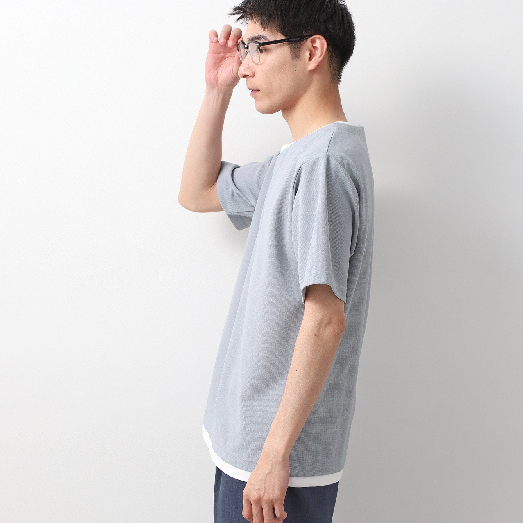 ザ ショップ ティーケー(メンズ) THE SHOP TK(Men) ツイルキーネック半袖Tシャツ （ネイビー(094)） ネイビー(094)