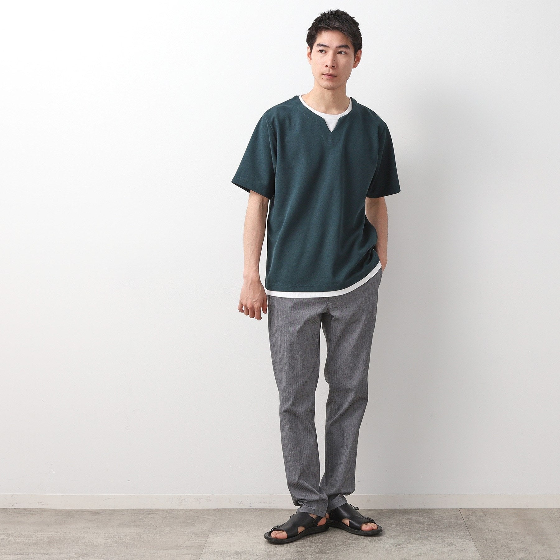 ザ ショップ ティーケー(メンズ) THE SHOP TK(Men) ツイルキーネック半袖Tシャツ （ネイビー(094)） ネイビー(094)