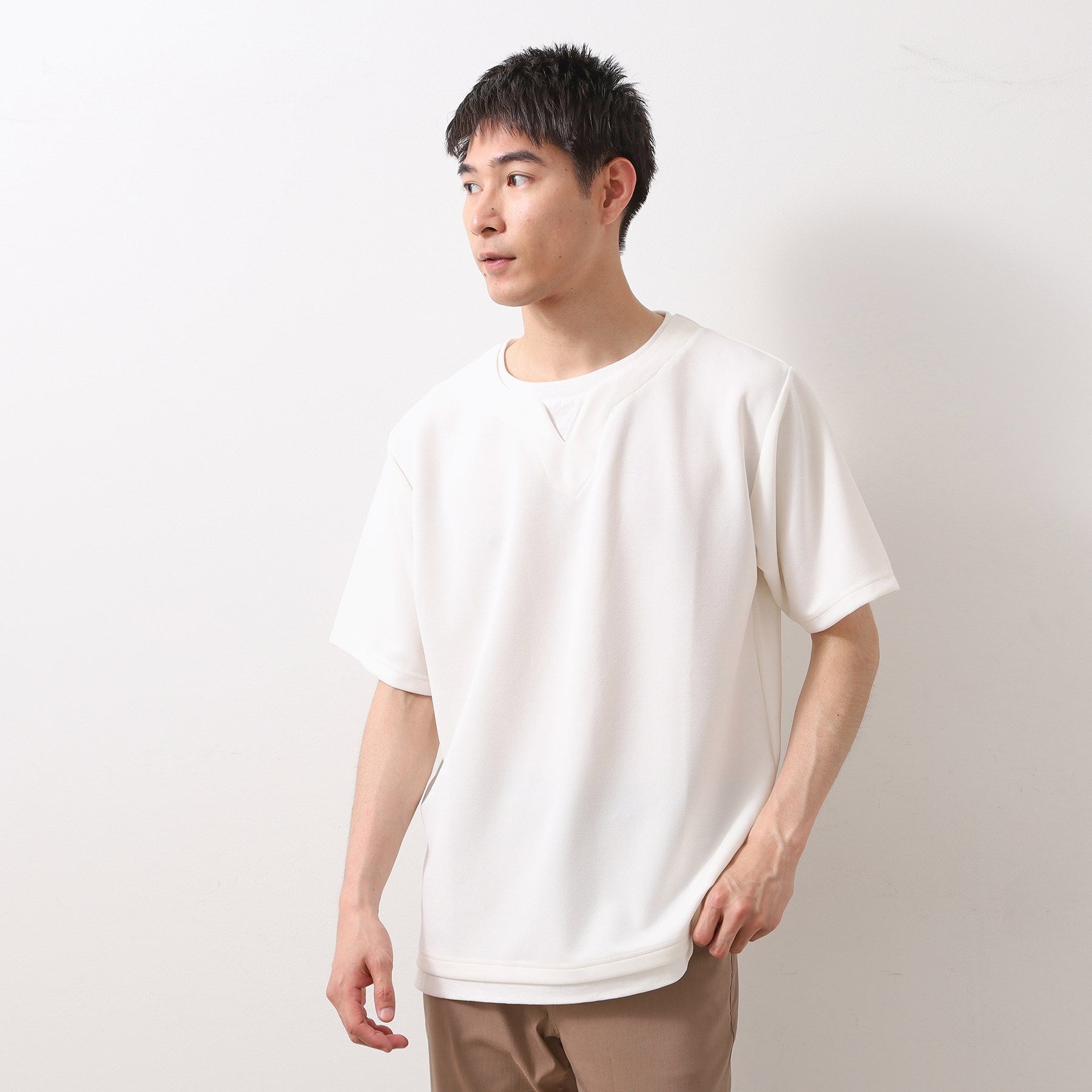 ザ ショップ ティーケー(メンズ) THE SHOP TK(Men) ツイルキーネック半袖Tシャツ （オフホワイト(003)） オフホワイト(003)
