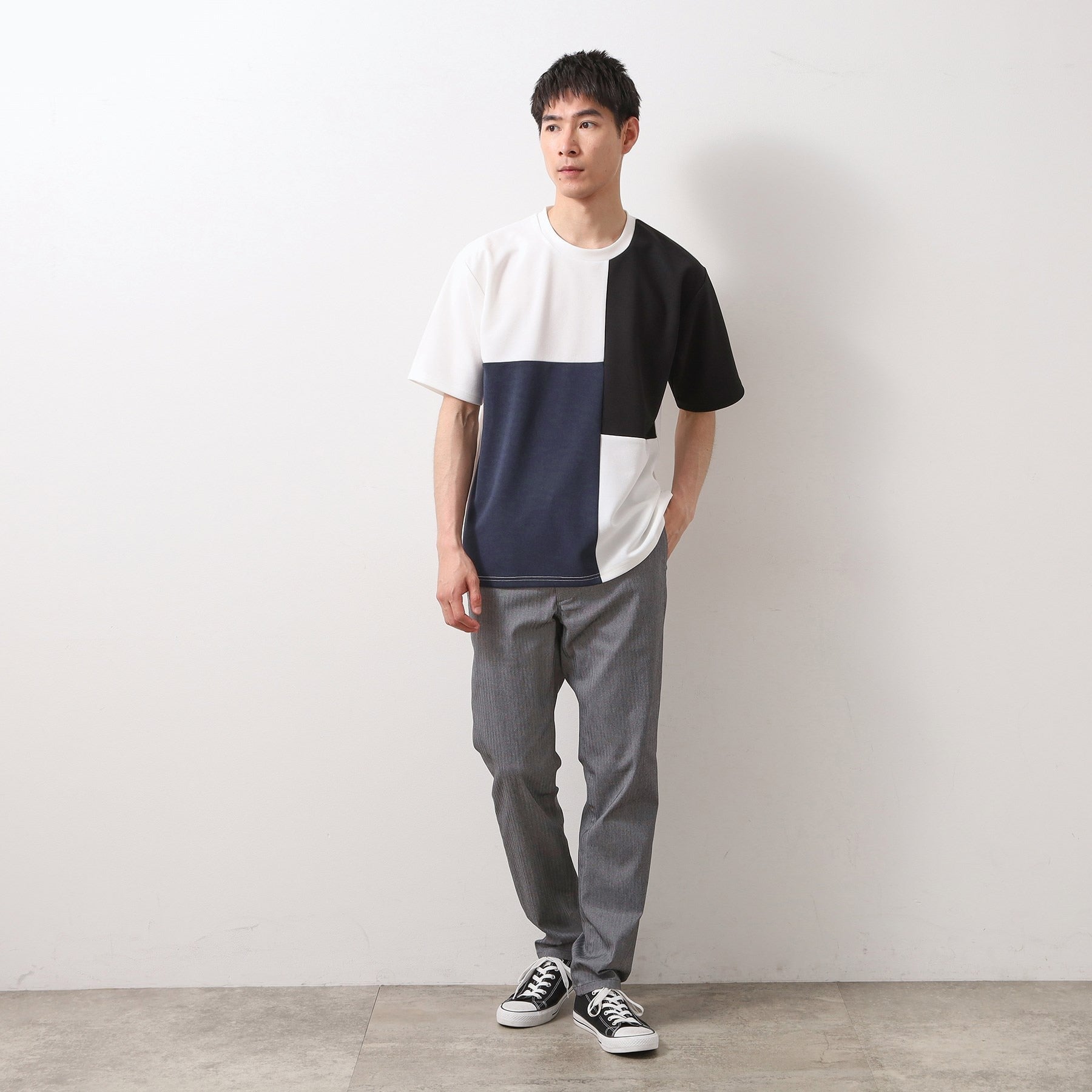 ザ ショップ ティーケー(メンズ) THE SHOP TK(Men) ツイルブロッキング半袖Tシャツ （ブラック(519)） ブラック(519)