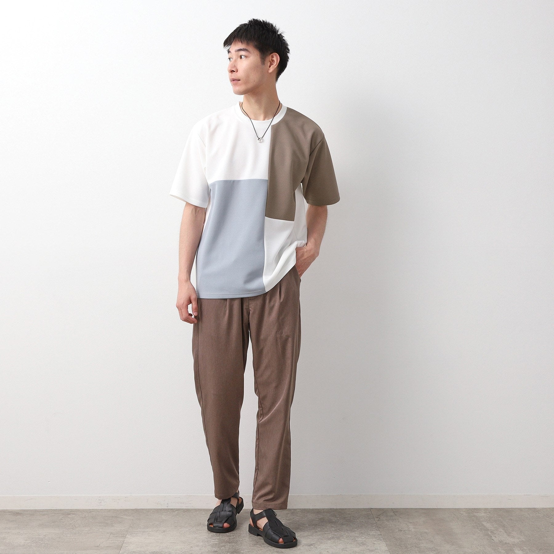 ザ ショップ ティーケー(メンズ) THE SHOP TK(Men) ツイルブロッキング半袖Tシャツ （ブラック(519)） ブラック(519)